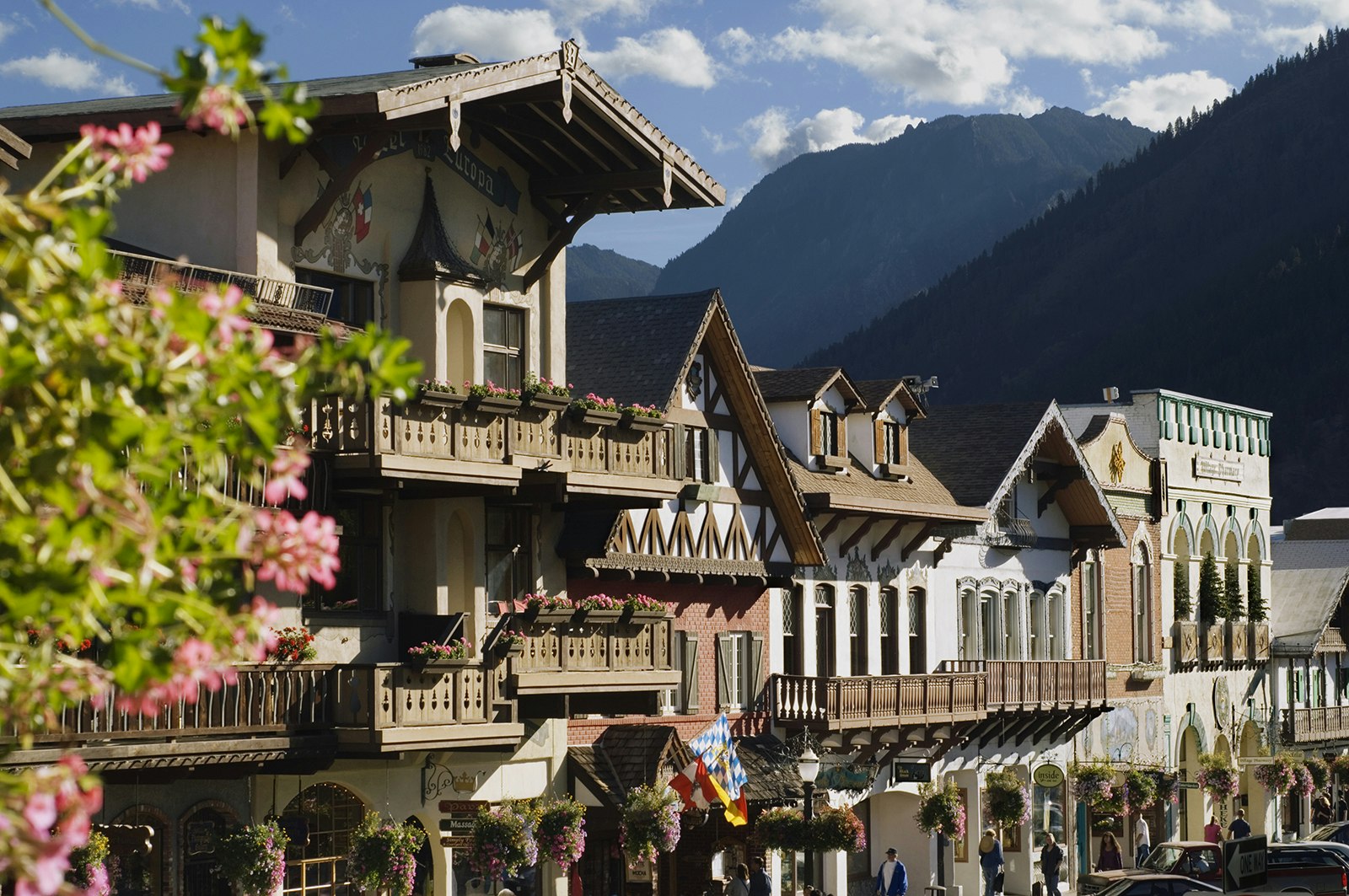 Skyline of the timbered buildings in Leavenworth, Washington 