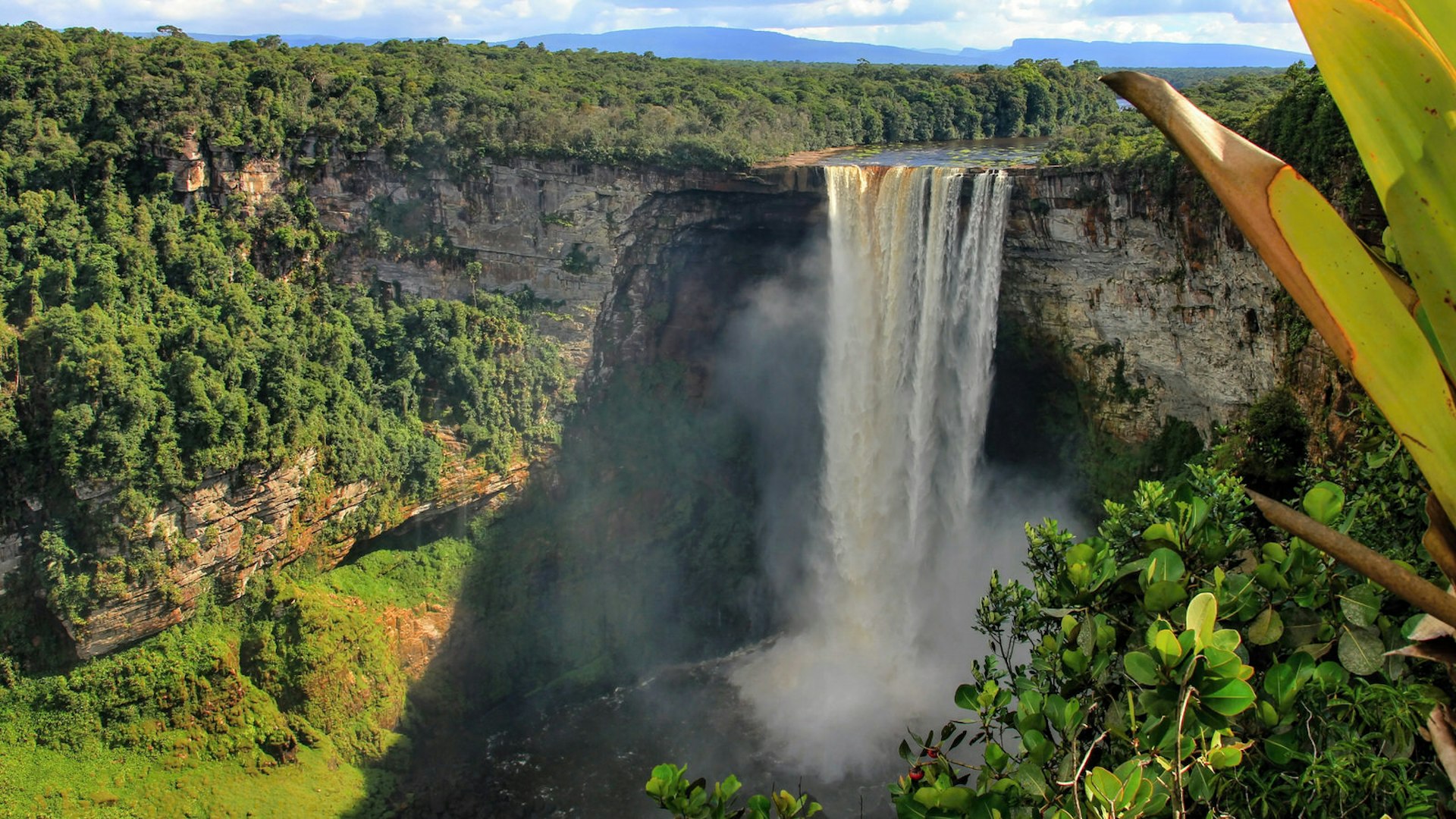 Kaieteur Falls, a massive 226m waterfall in the middle of a the jungle in Guyana