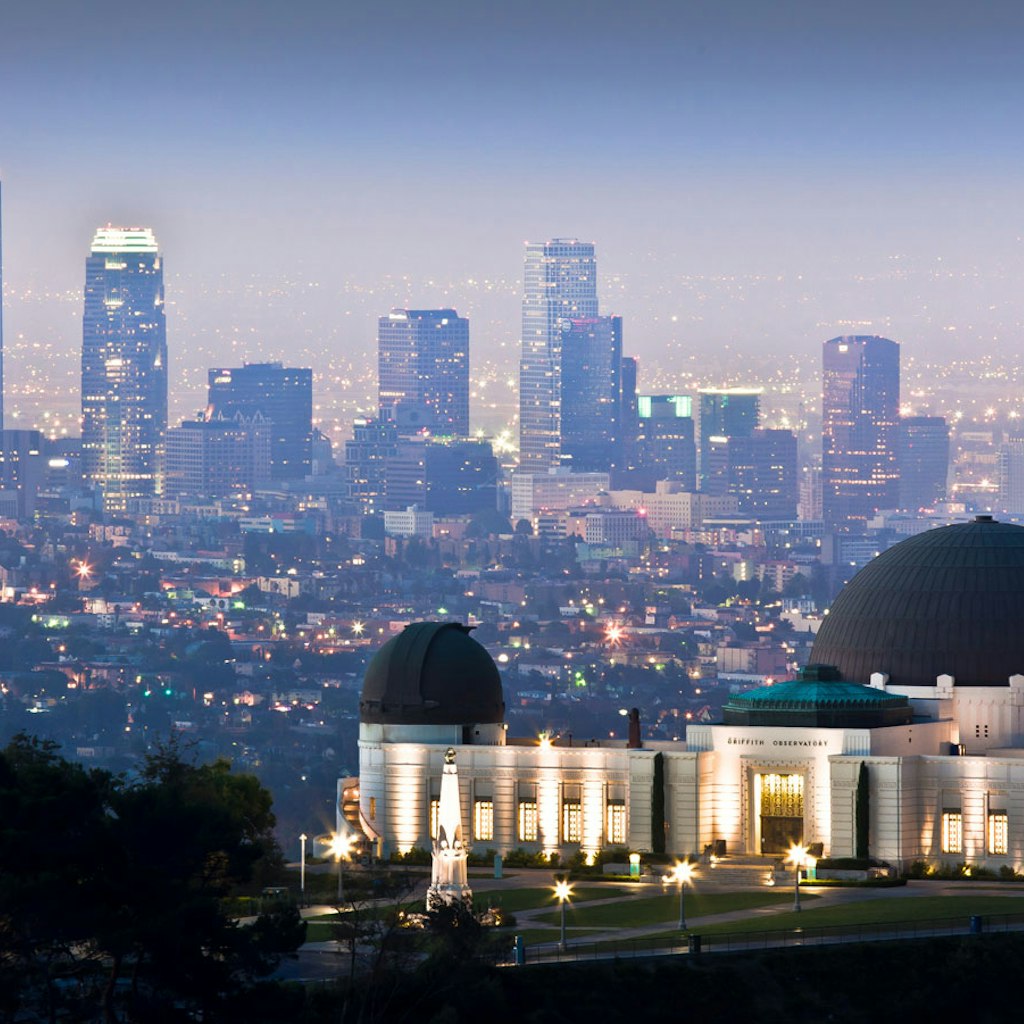 The Griffith Observatory with downtown Los Angeles in the background