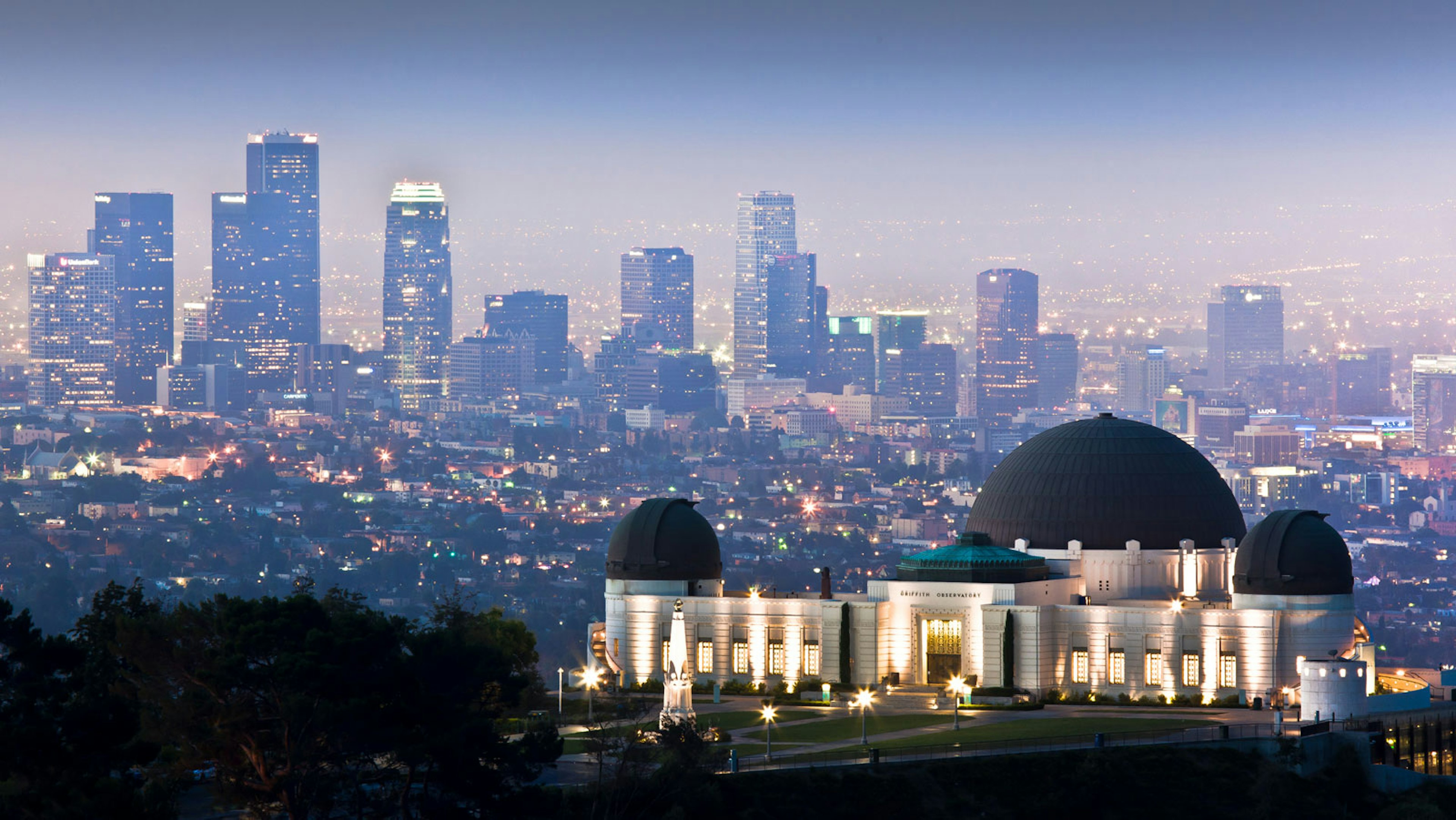 The Griffith Observatory with downtown Los Angeles in the background