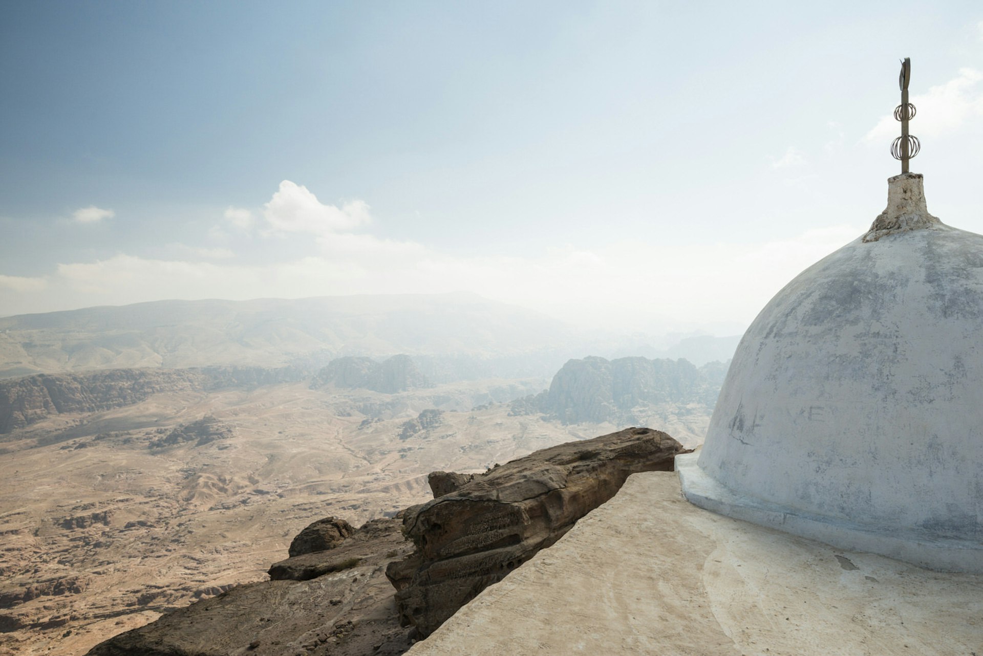 View of the surrounding desert from the whitewashed Tomb of the Prophet Aaron