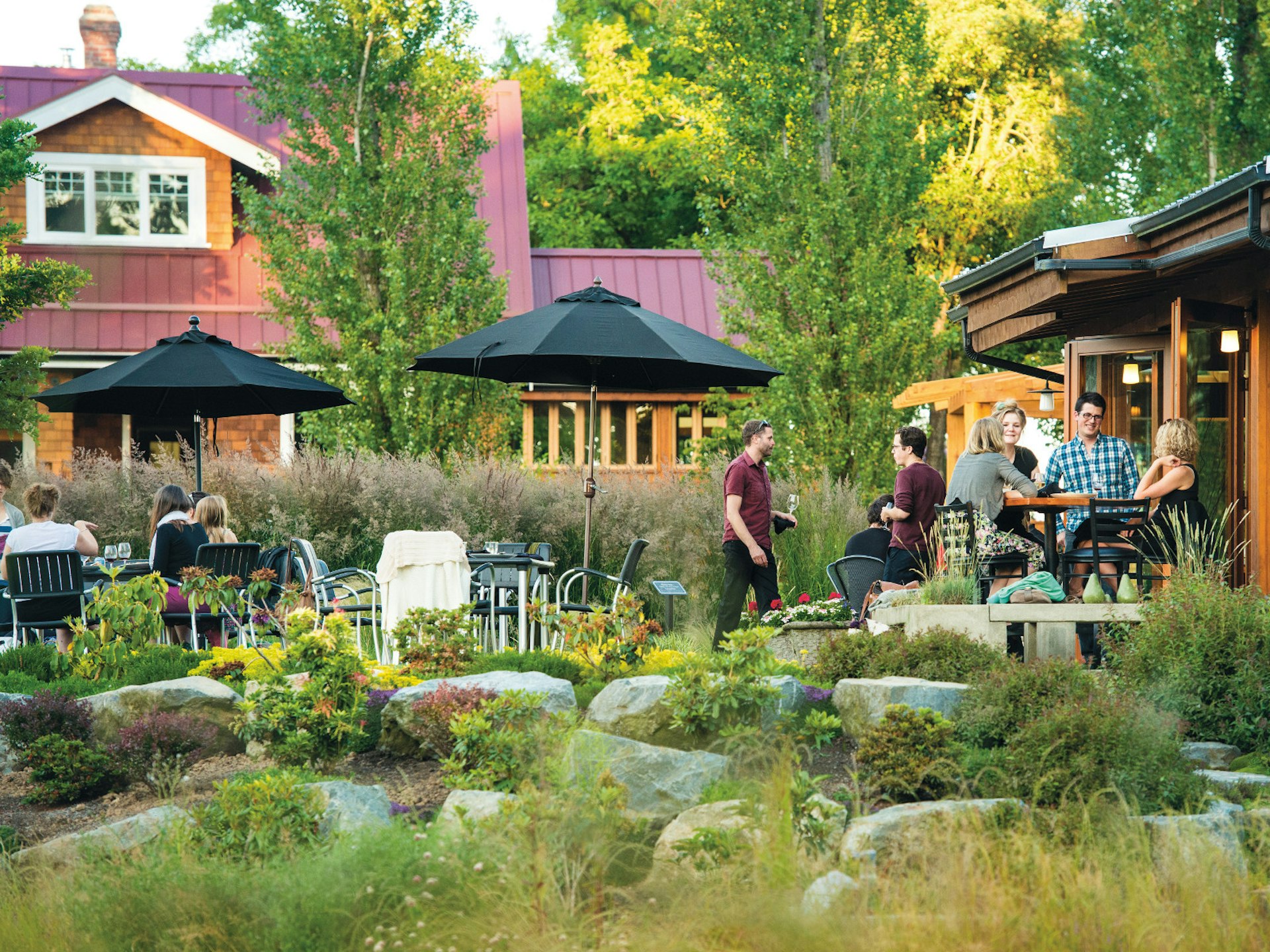 The tasting patio at Unsworth Vineyards in the heart of the Vancouver Island wine scene