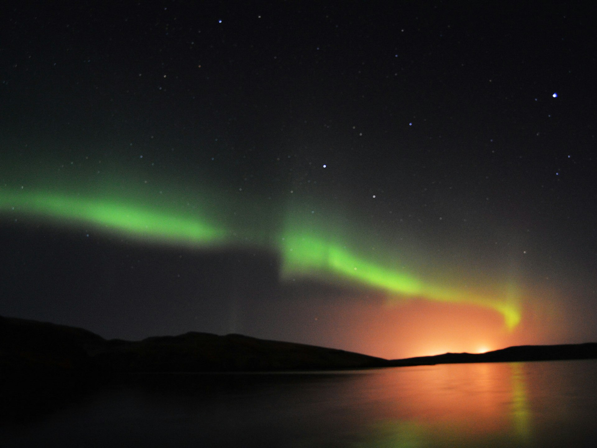 Northern Lights putting on a show in the Shetland Islands 