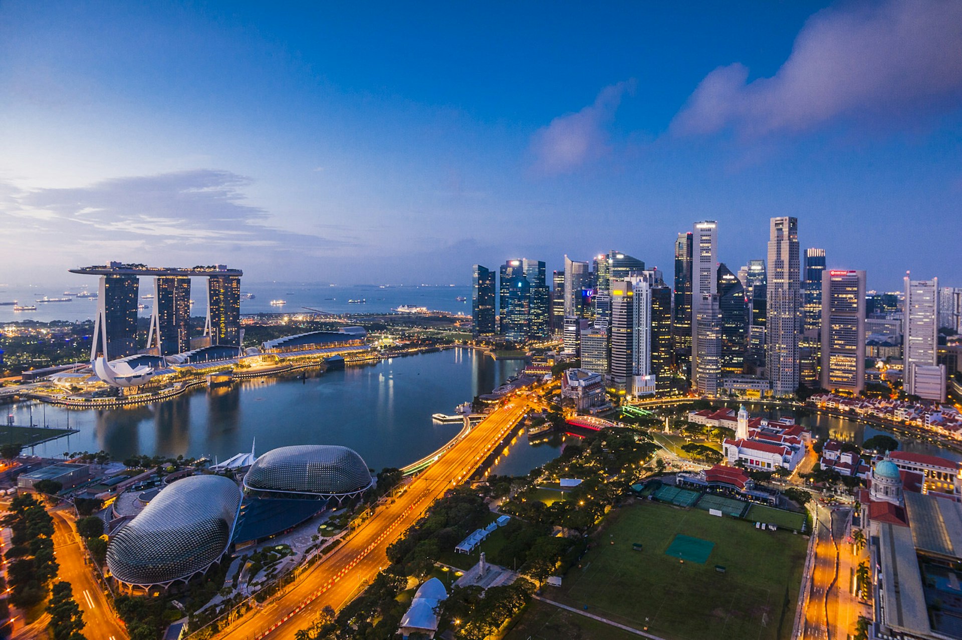 Singapore's skyline at night