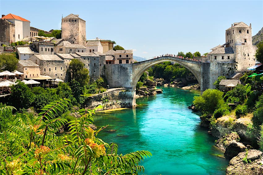 Features - 500px Photo ID: 65397675 - The elegant arch of Stari Bridge spans the turquoise waters of the river Neretva