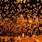 Bright lanterns light the sky in Chiang Mai for Loi Krathong