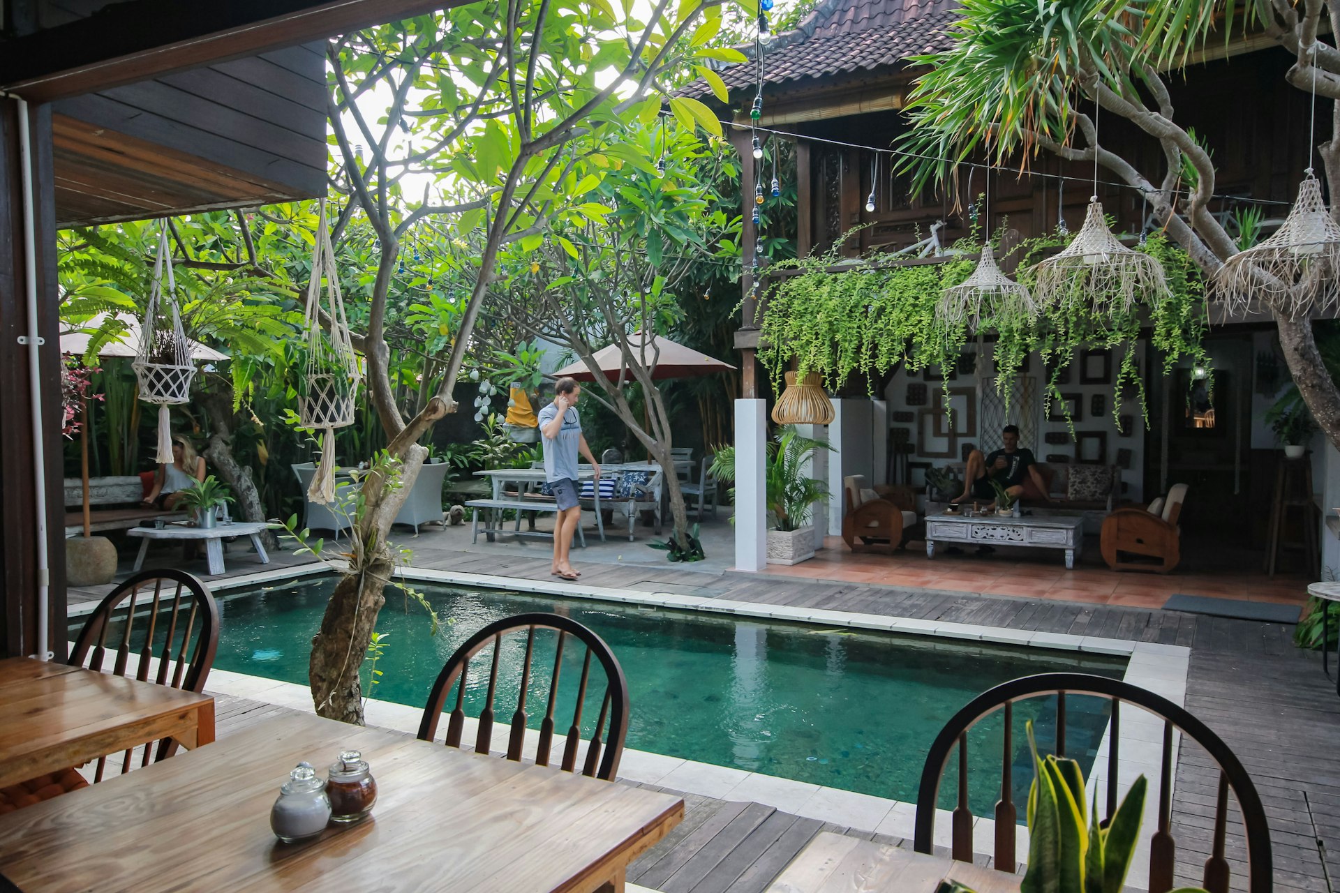 Co-working spaces with a view of the pool at Pomelo 