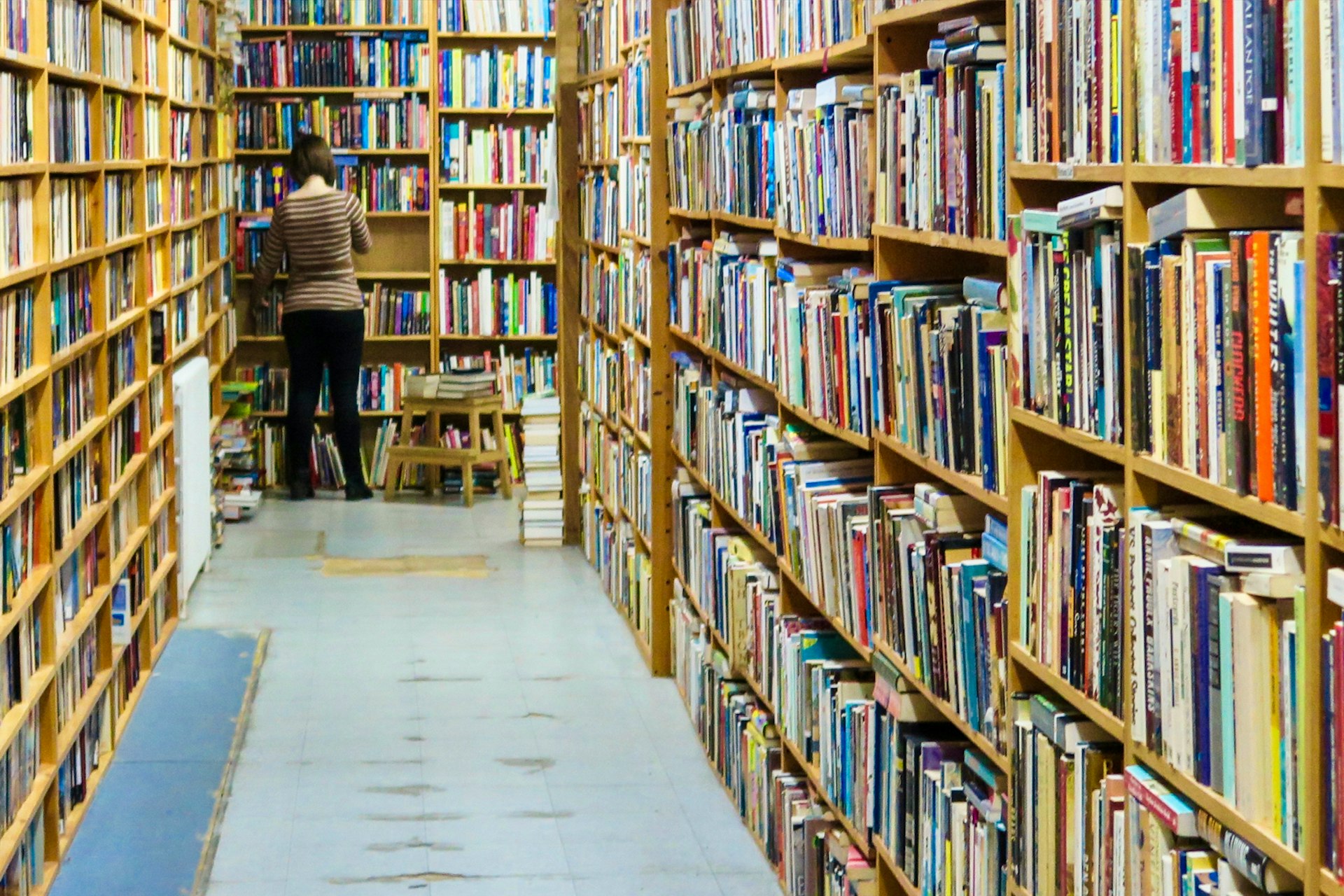 An aisle of used books at Pulpfiction in Vancouver; Vancouver's best bookstores.