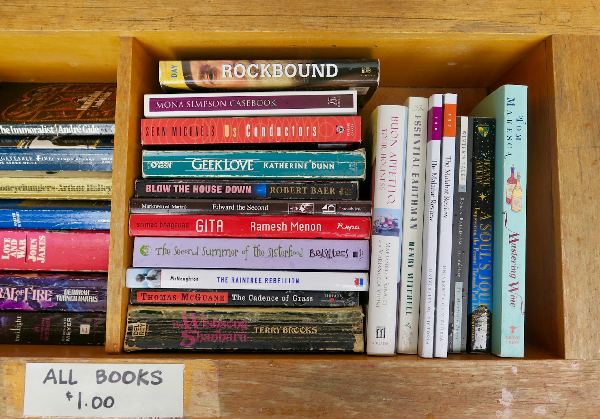 Bargain books outside Y's Books in Vancouver; Vancouver's best bookstores.