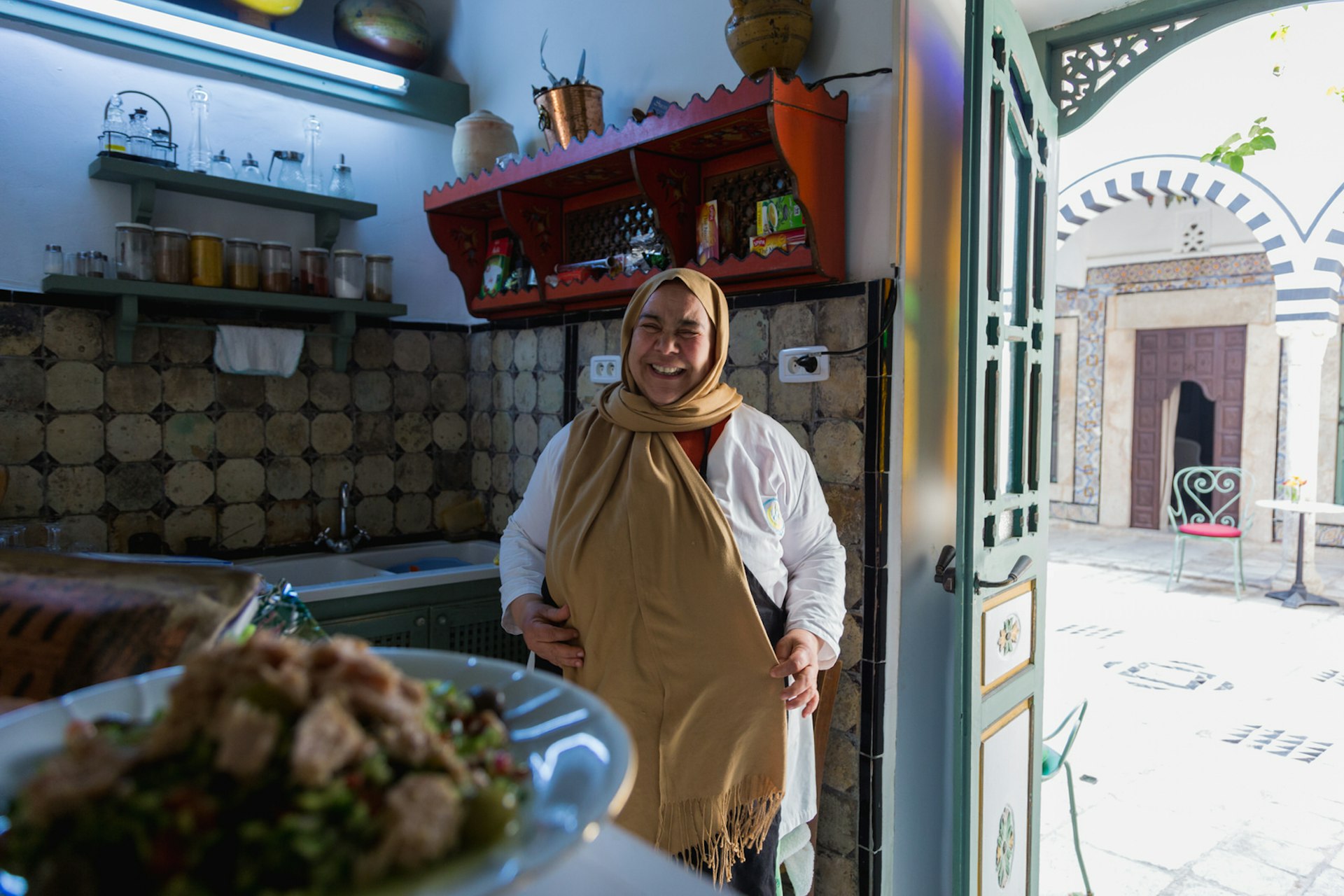 Amel, the resident chef at Dar Ben Gacem in Tunis, in the dar's kitchen