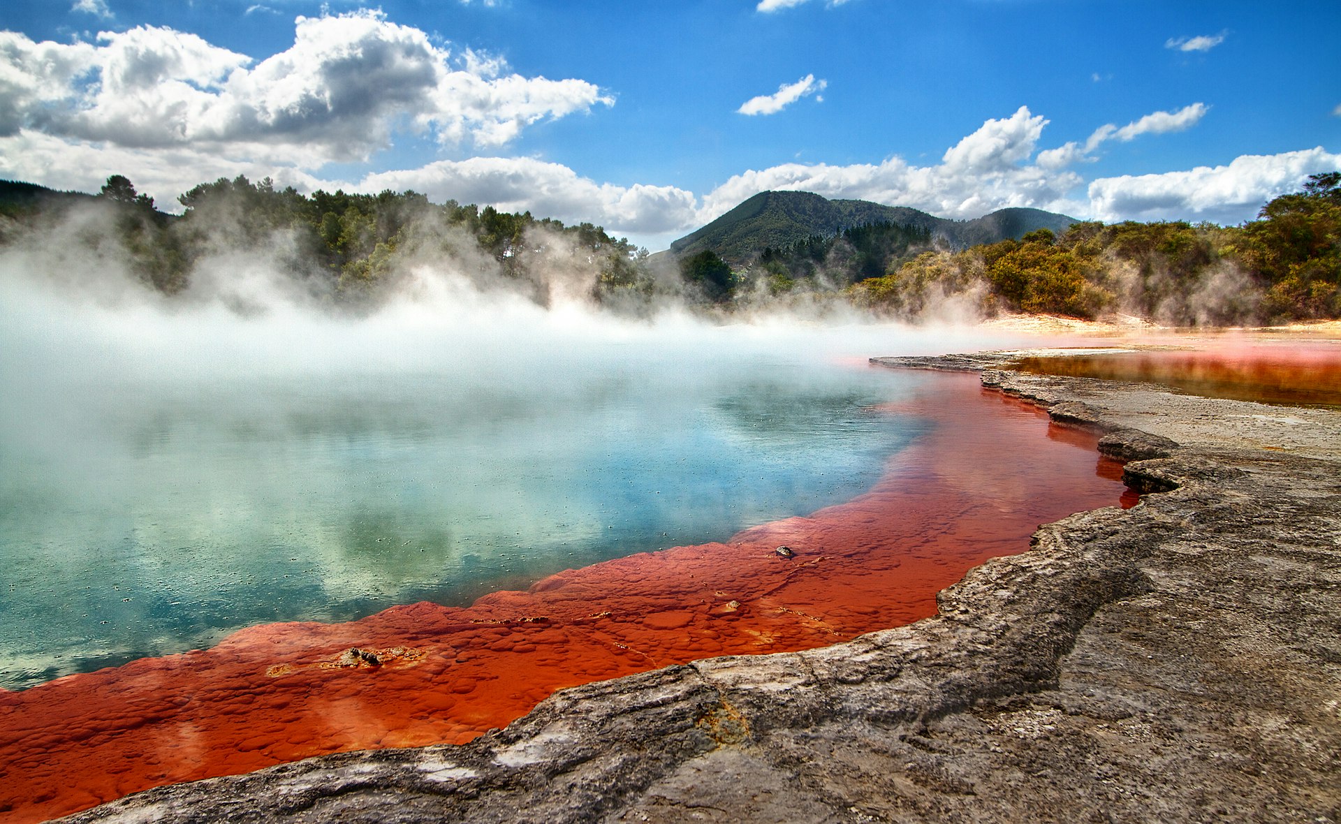 Features - Steam rising off a geo-thermal pool