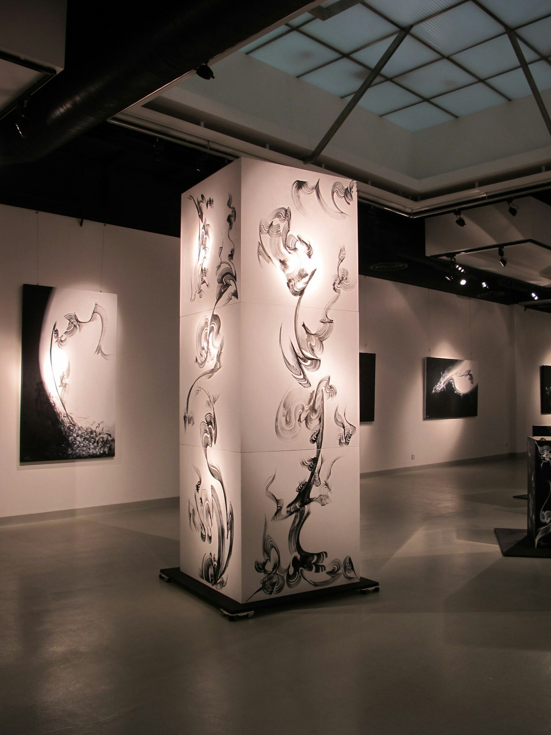 Black and white painting installation from Saudi artist Nasser Al Turki