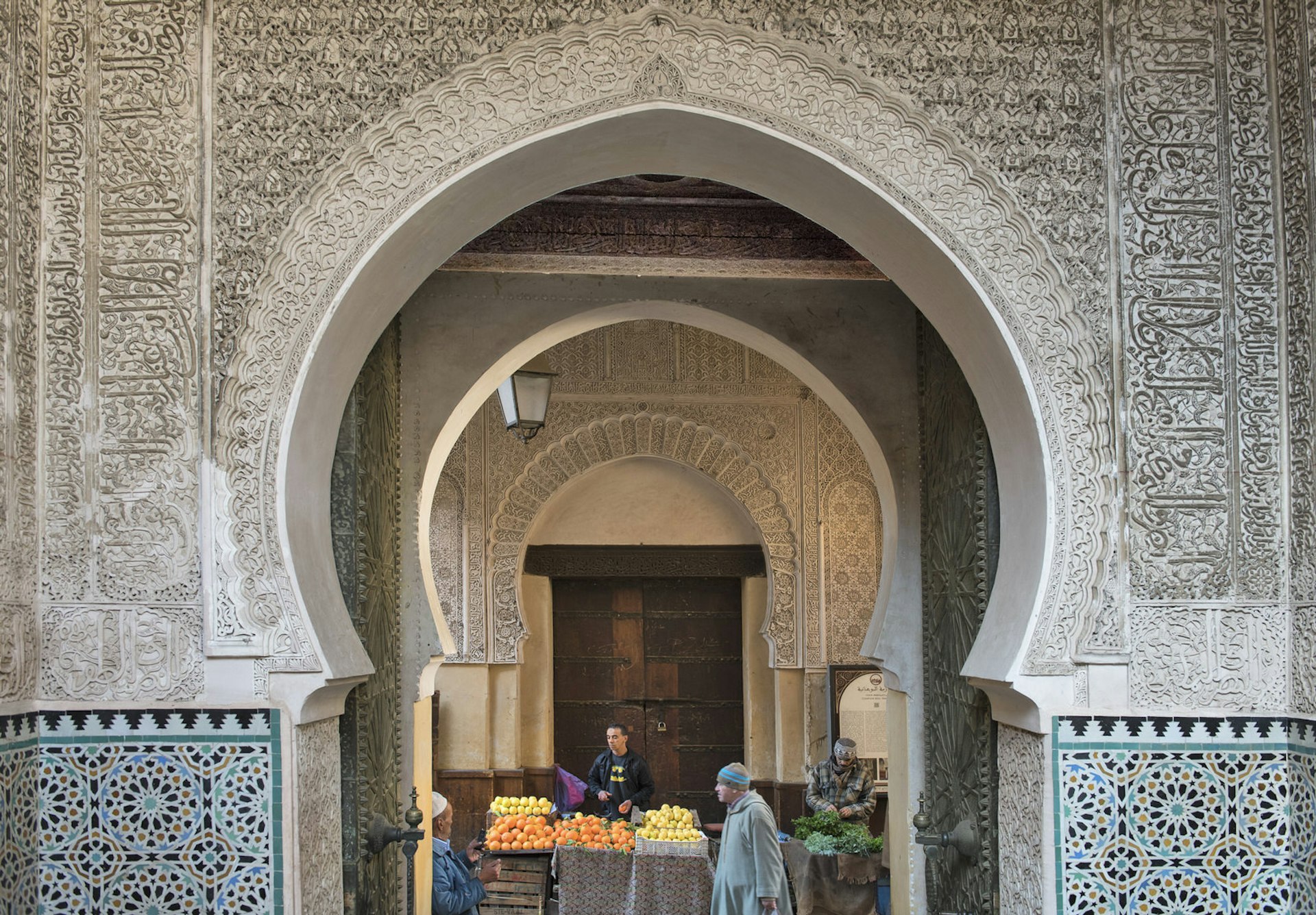 The Medersa Bou Inania is the finest of the city's theological colleges. It was built by the Merenid sultan Bou Inan between 1350 and 1357 in Fez, Morocco.