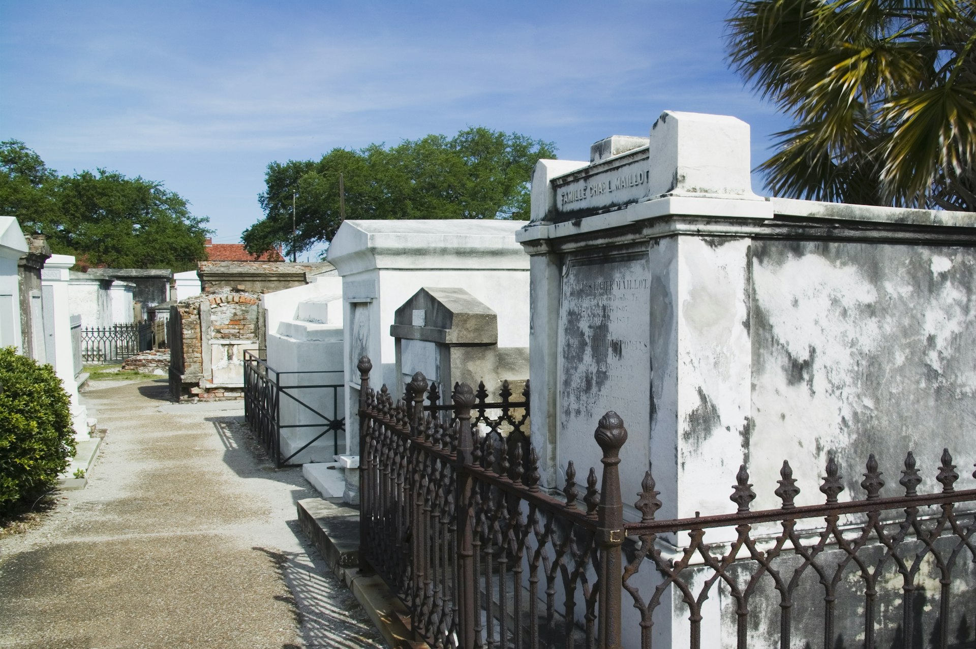 A row of above-ground mausoleums in New Orleans