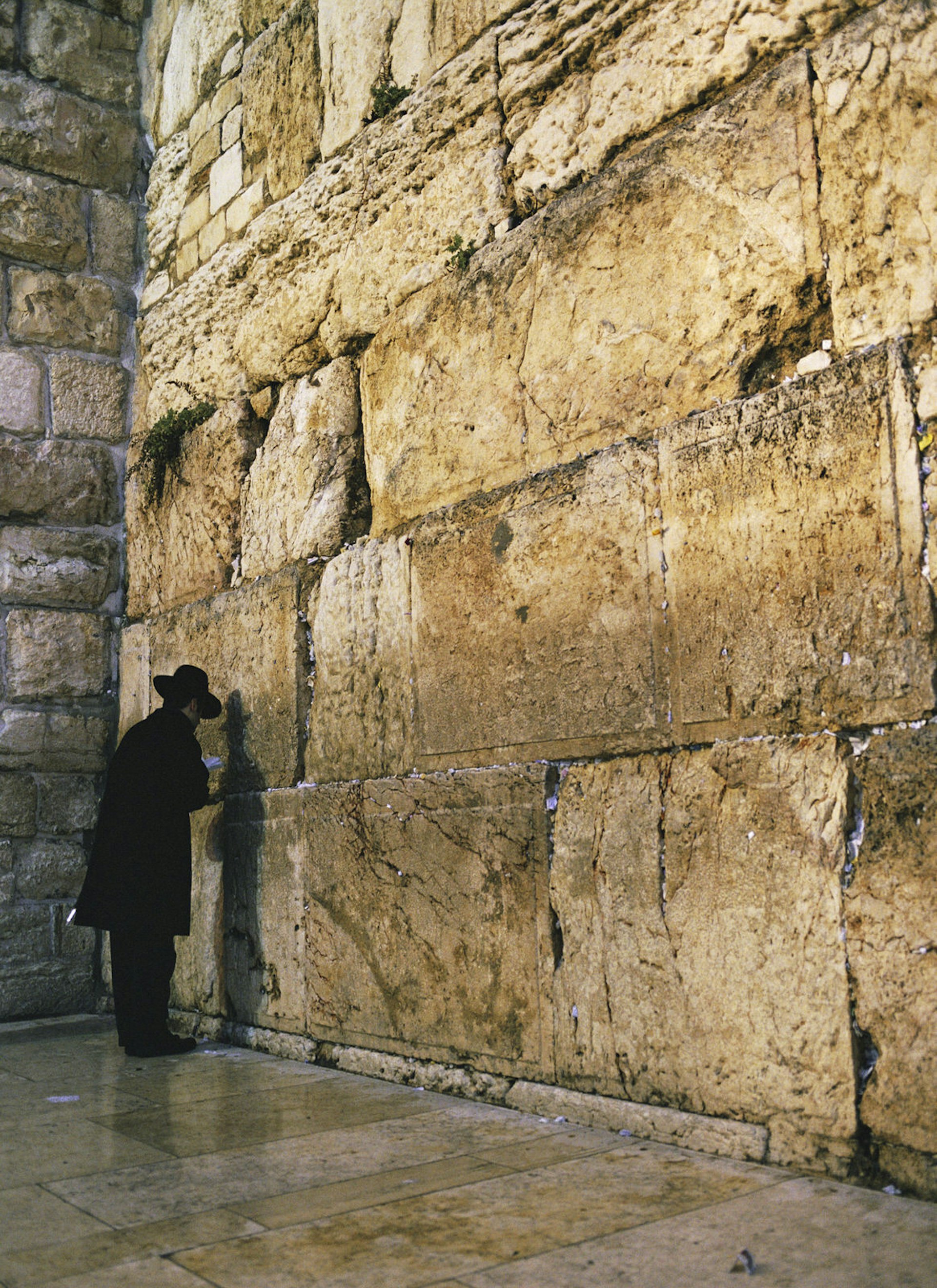 Man praying at the Western Wall in Jerusalem