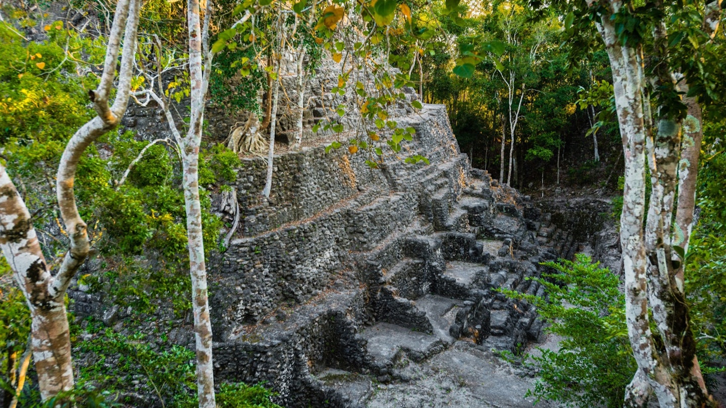 A side view highlighting the stones used to erect the La Danta pyramid at the El Mirador site in Guatemala David Ducoin/ Getty Images