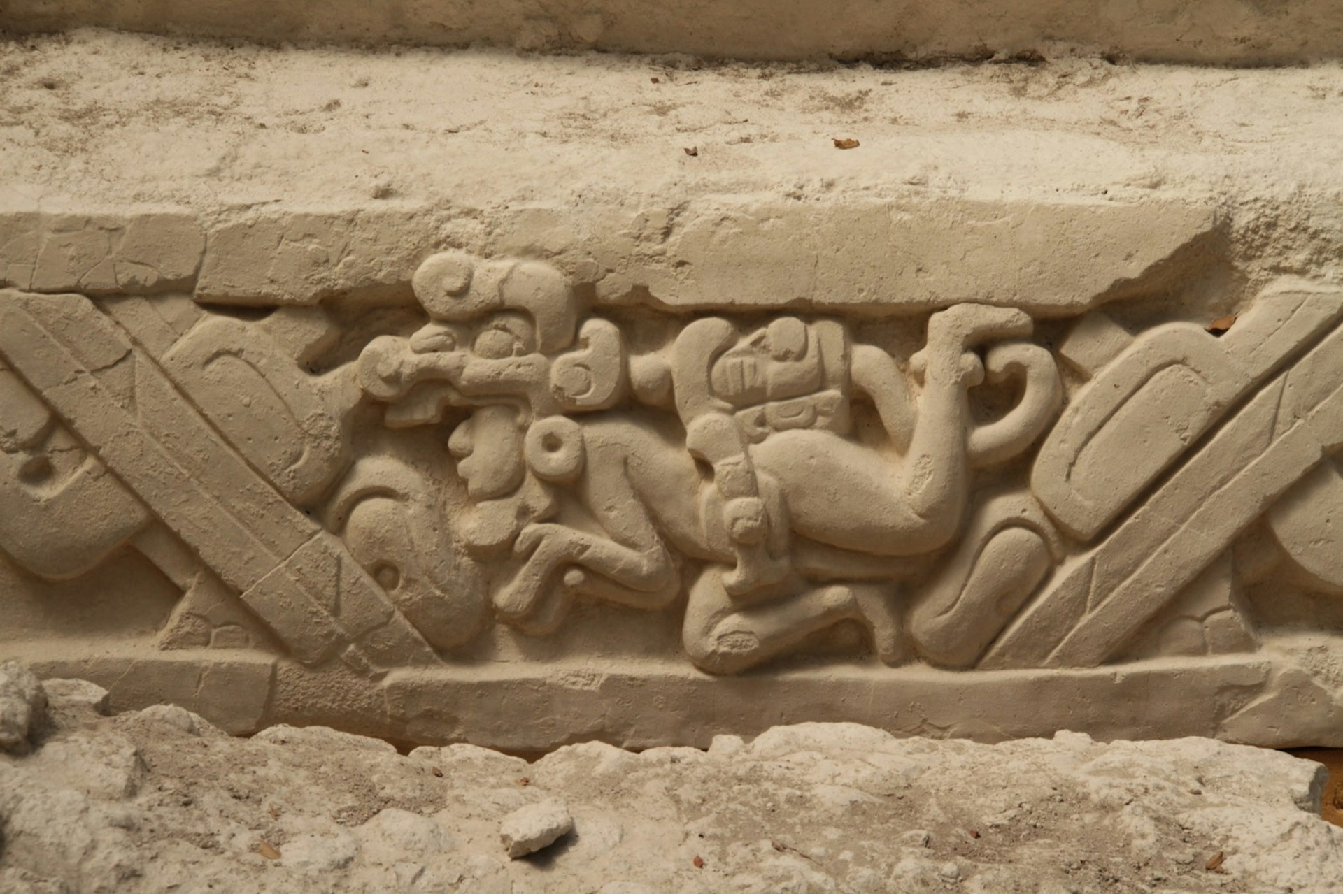 This frieze depicts one of the two brothers who defeated the gods of the Mayan underworld, Xibalba © Ray Bartlett / Lonely Planet 
