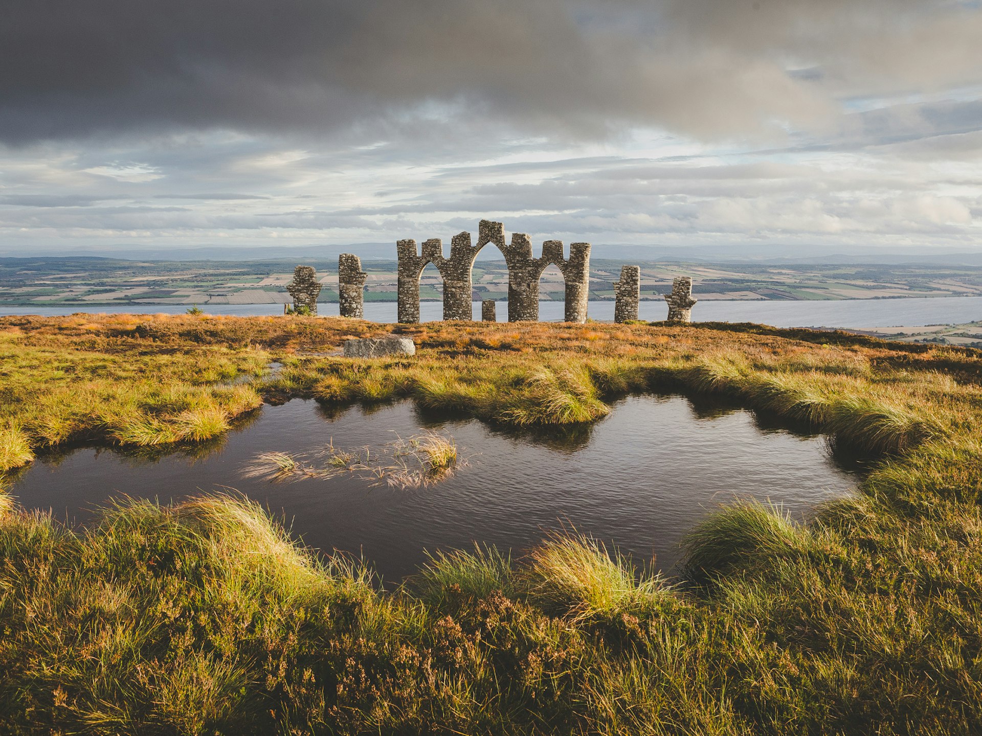 The 18th-century Fyrish Monument stands on a hill above Evanton 