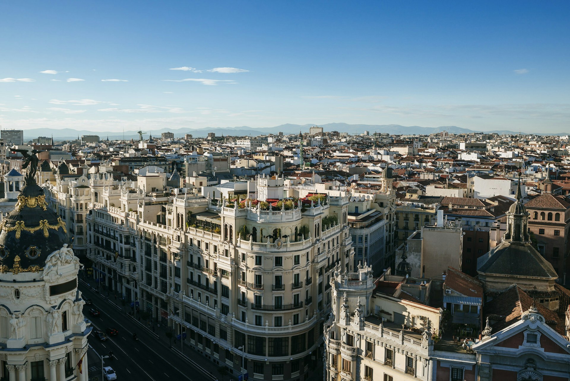 Rooftop view of Madrid's iconic Gran Vía 