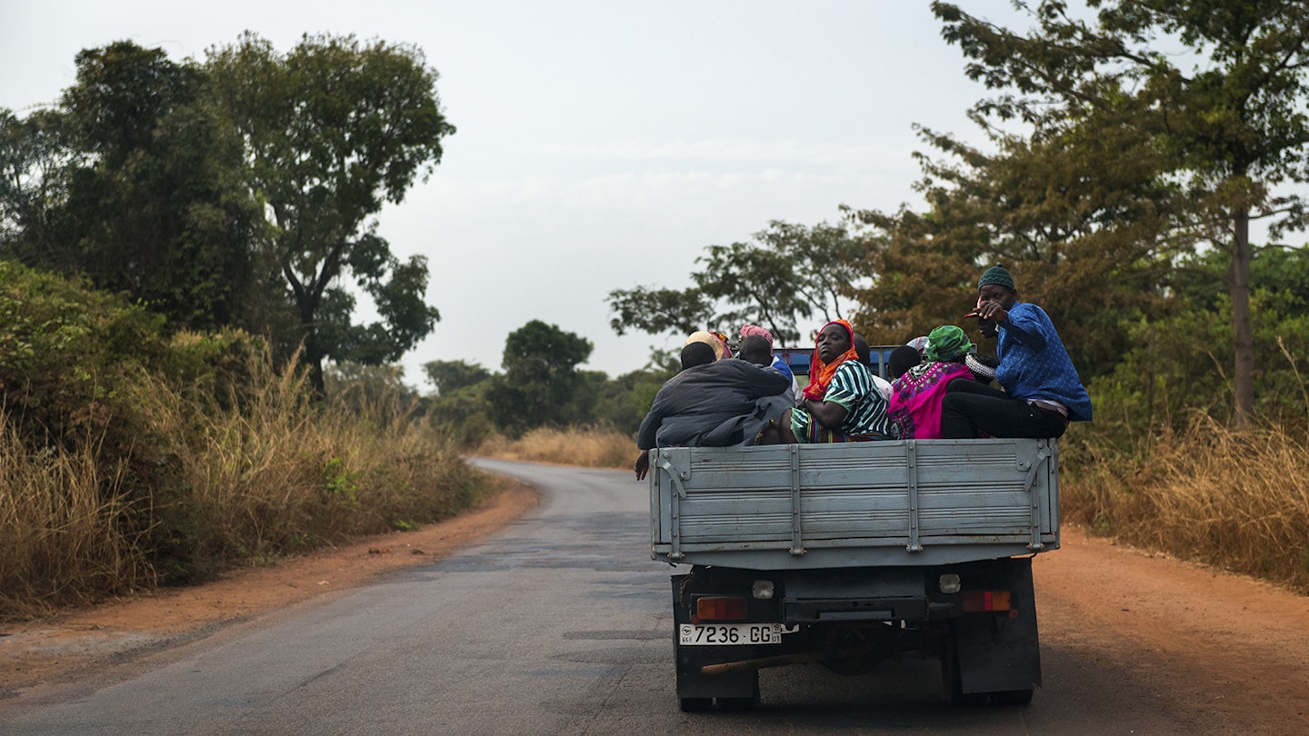 Passengers on a truck in Africa