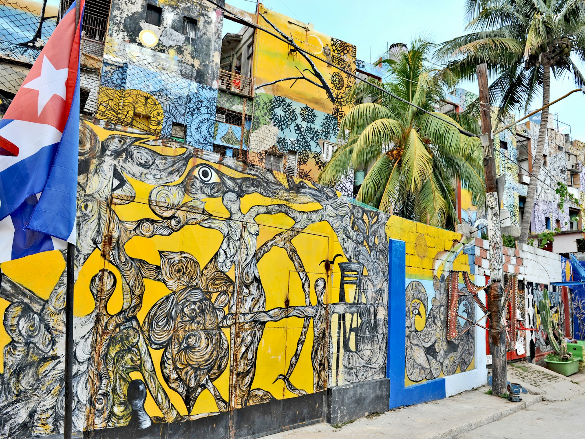 Vivid street art by Salvador Gonzales Escalona along the Callejon de Hamel in Havana, Cuba