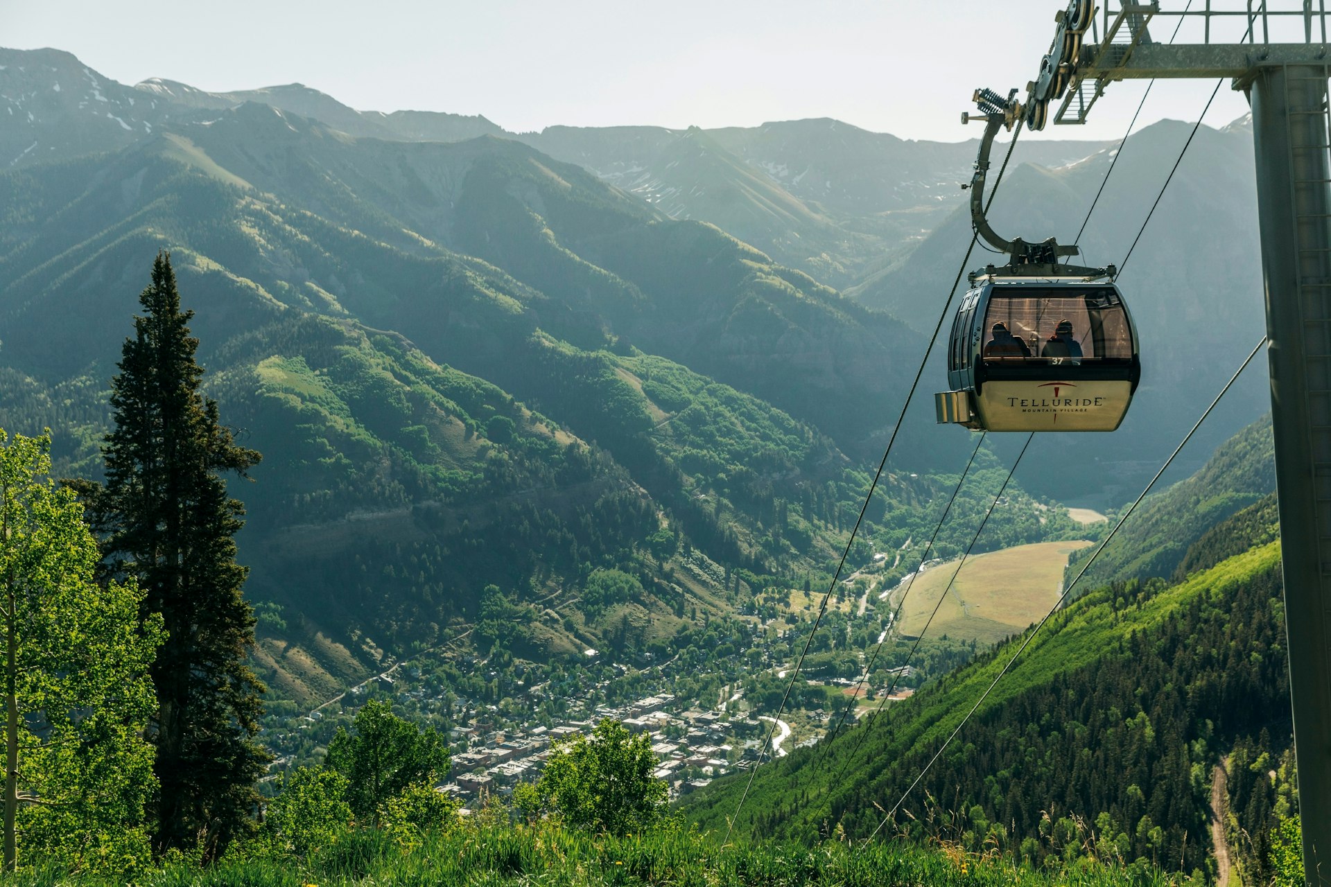 A gondola ascending from Telluride