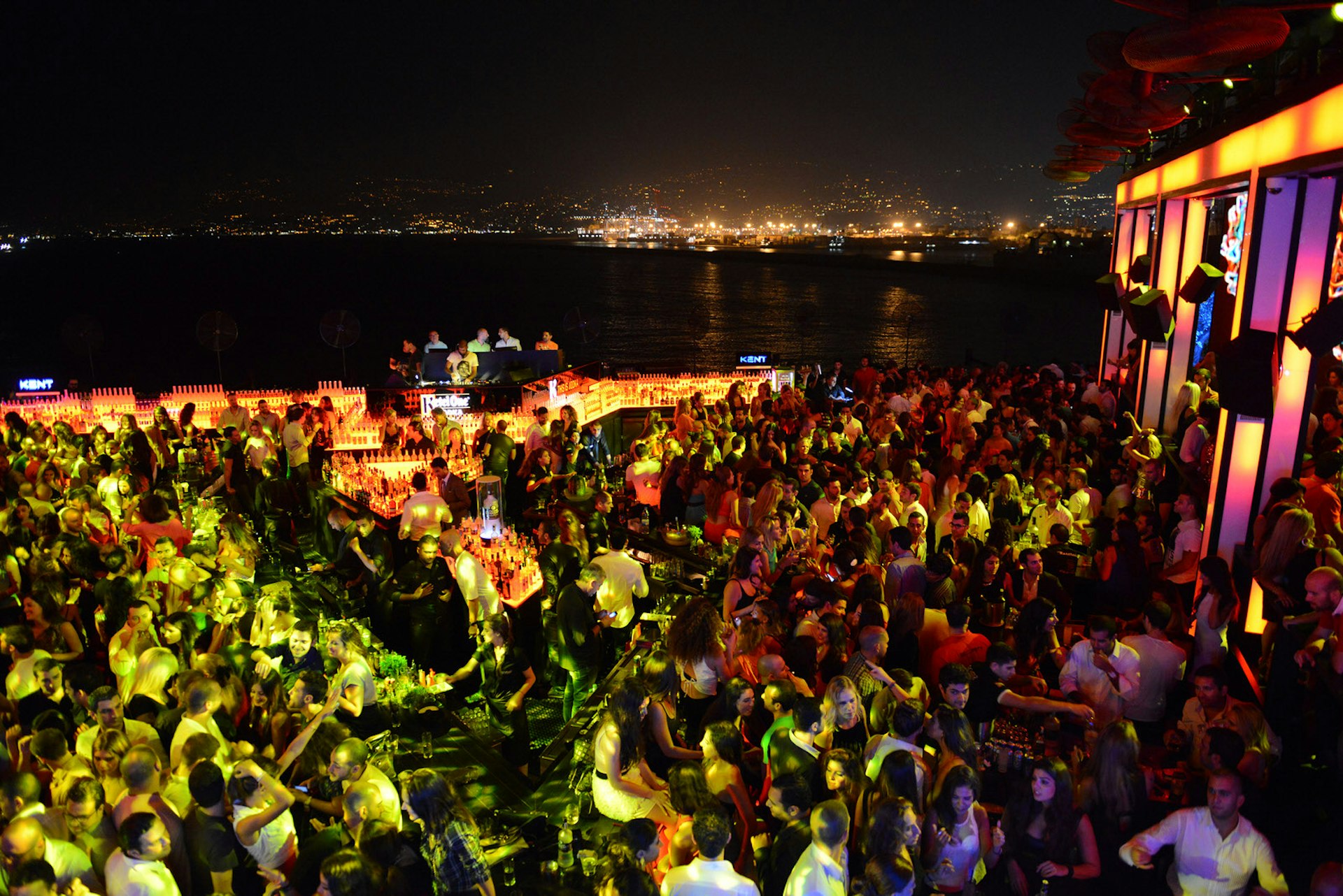 Night clubbers drink and dance in Beirut, Lebanon