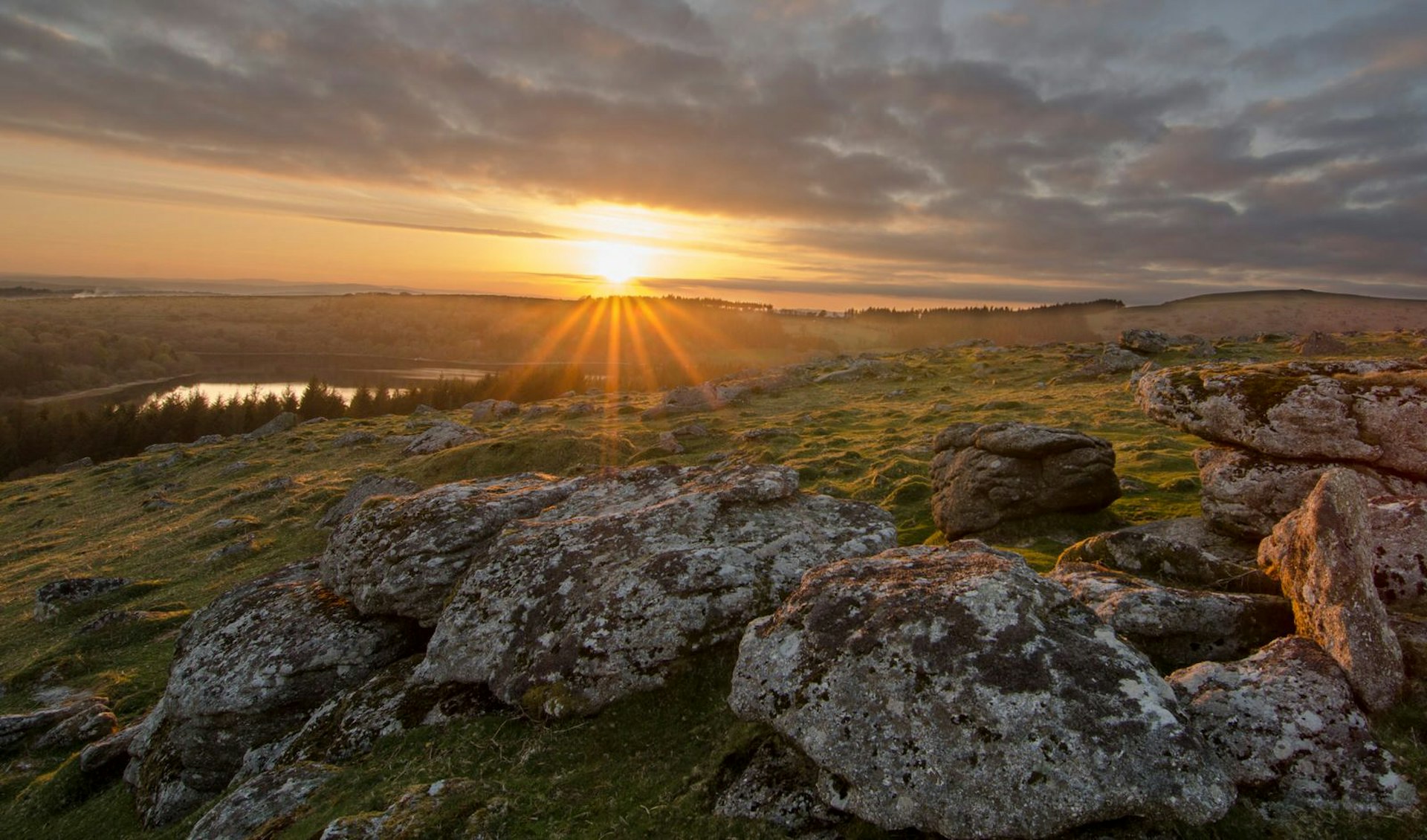 Dartmoor National Park photographed at sunset