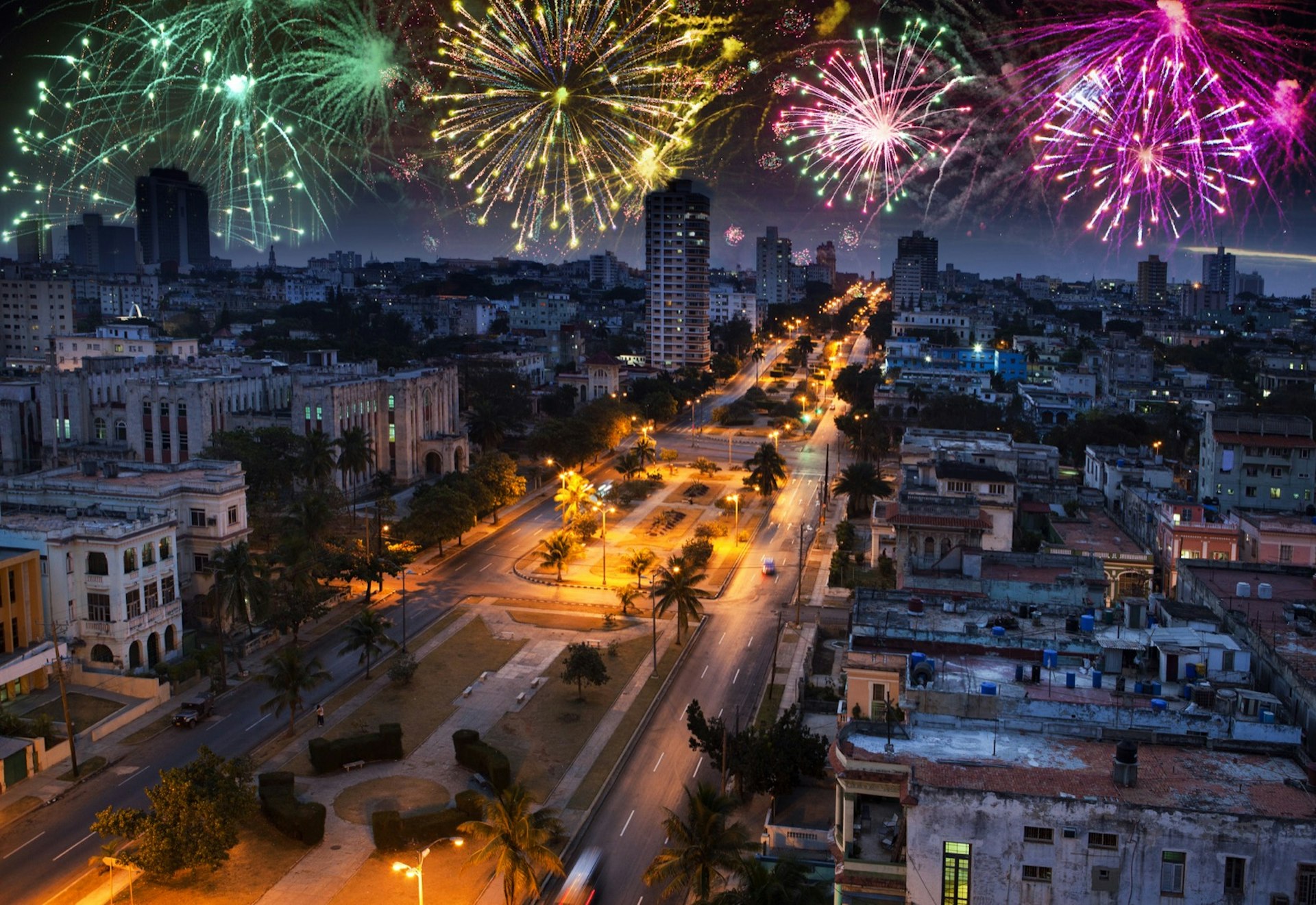 Fireworks explode over the city skyline in Havana © Shutterstock