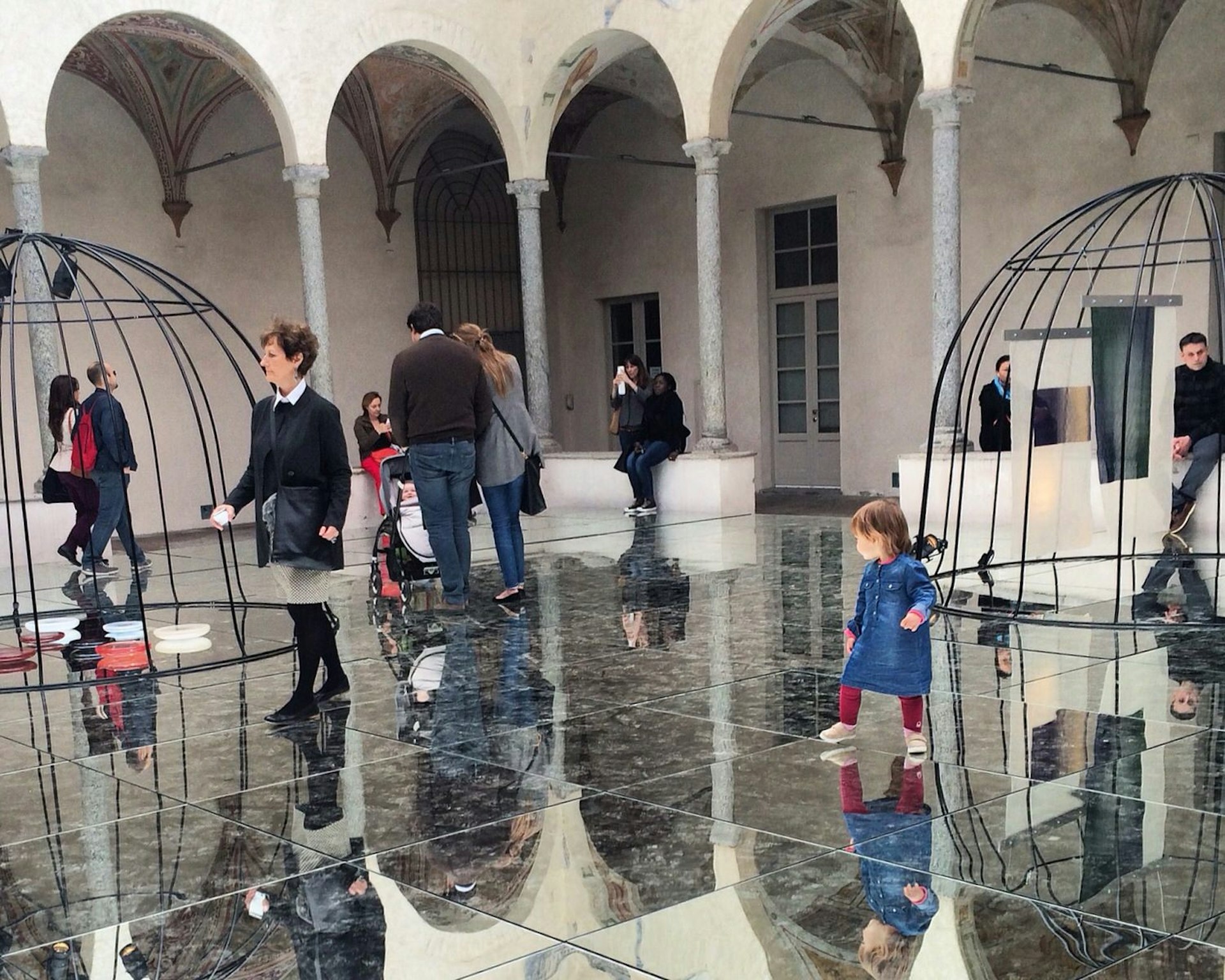 Modern art and onlookers at Fuorisalone design festival