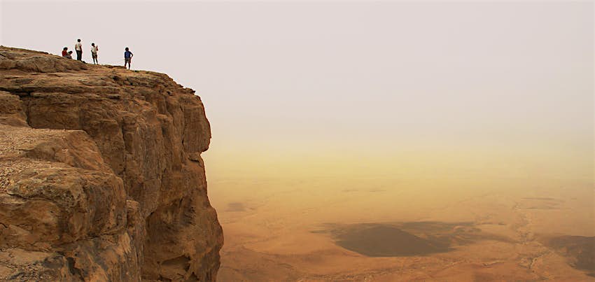 Panoramic view on cliff over the Ramon Crater in Negev desert in Israel