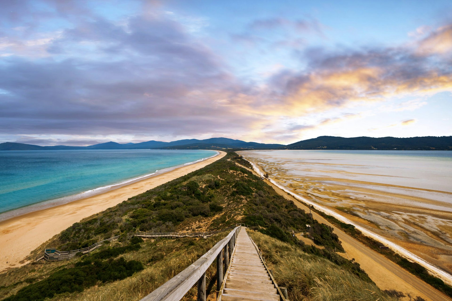 The Neck connects the two halves of Bruny Island separated by the D'Entrecasteaux Channel 