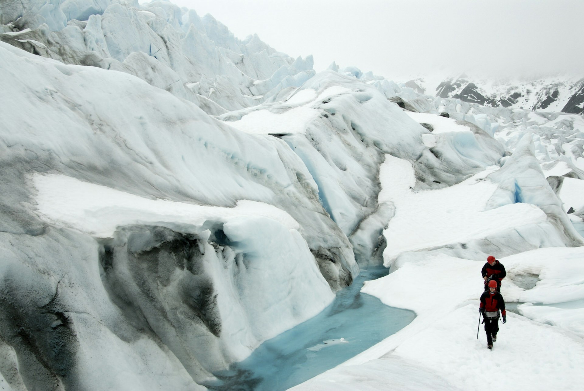 Hikers exploring the Mendenhall Glacier in Juneau