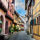 Features - Traditional french houses and shops in Eguisheim, Alsace, France