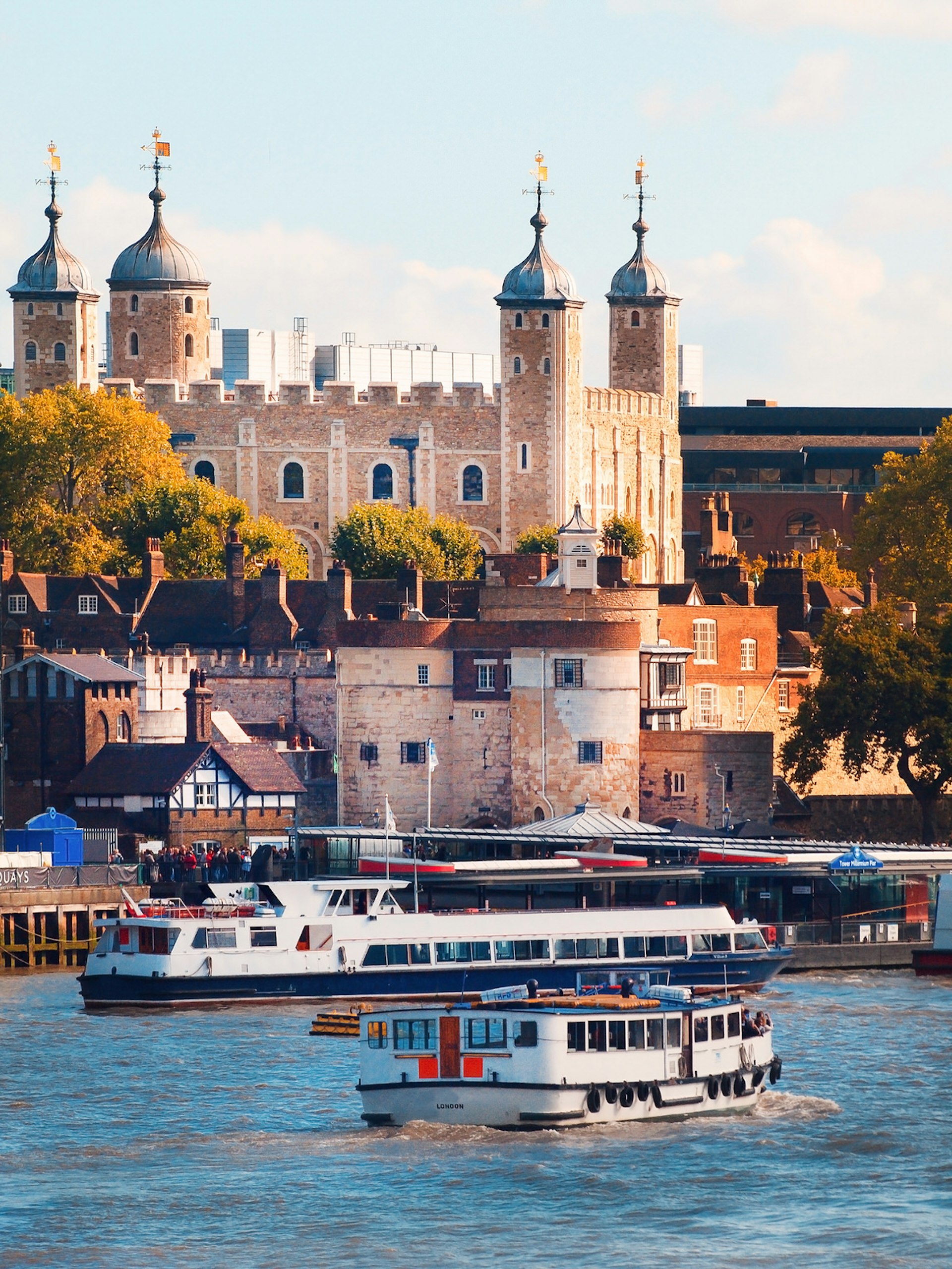 The White Tower if the oldest part of the Tower of London and overlooks the River Thames.