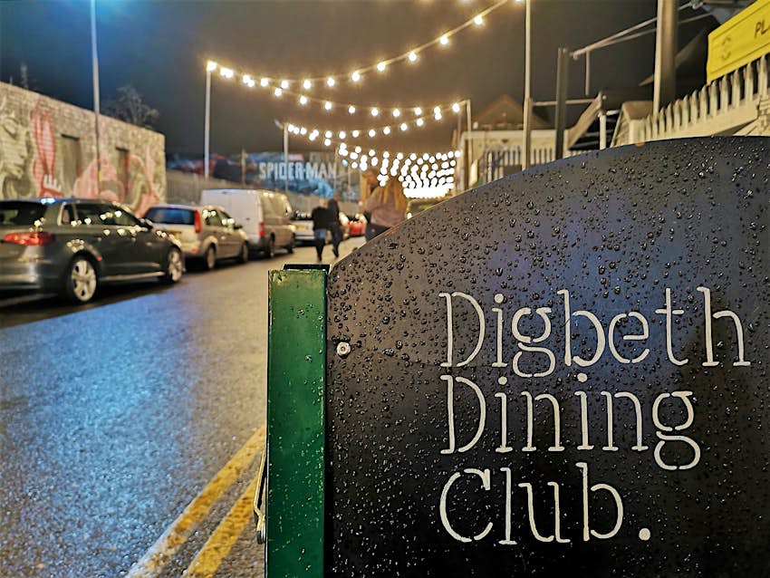Features - rhdr Roadside sign promoting Digbeth Dining Club's street food market.