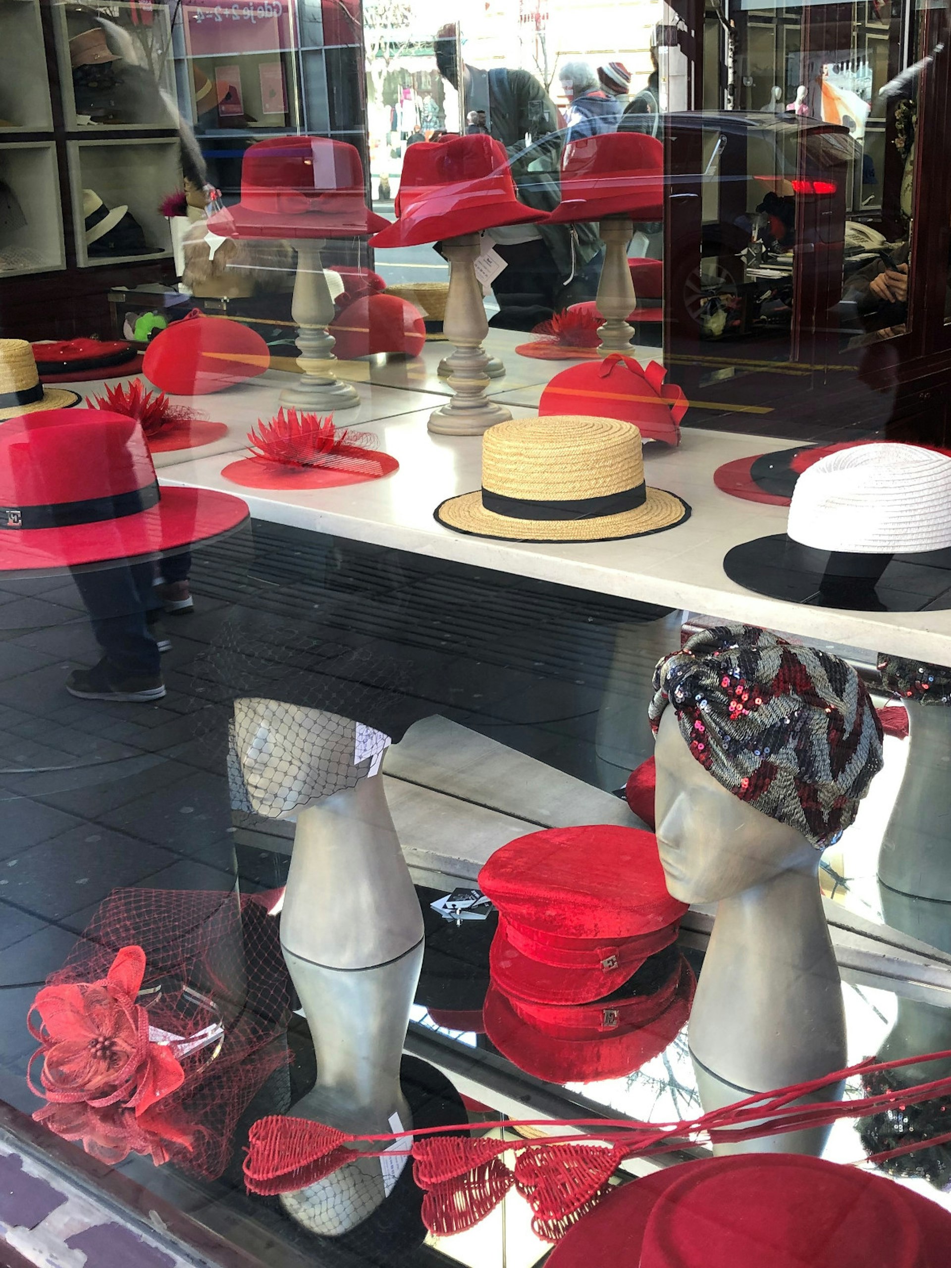 A selection of ladies' headwear and accessories at Ercegovac millinery in Belgrade