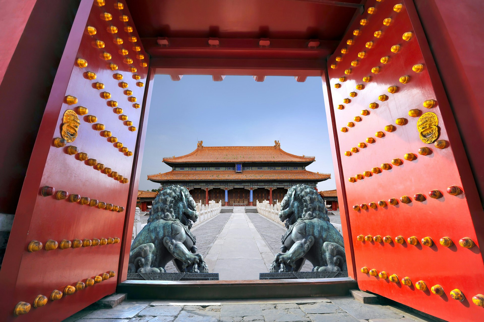 A red gate of the Forbidden City, Beijing, China