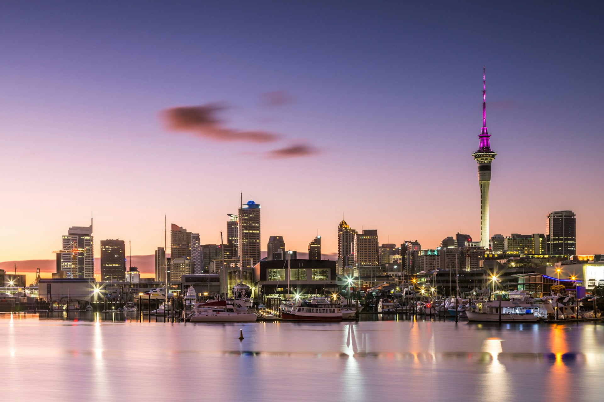 Auckland skyline at dusk