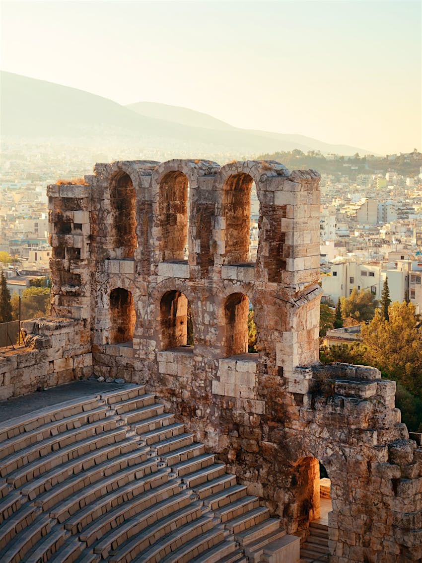 The Odeon of Herodes Atticus theatre at the ancient Acropolis in Athens