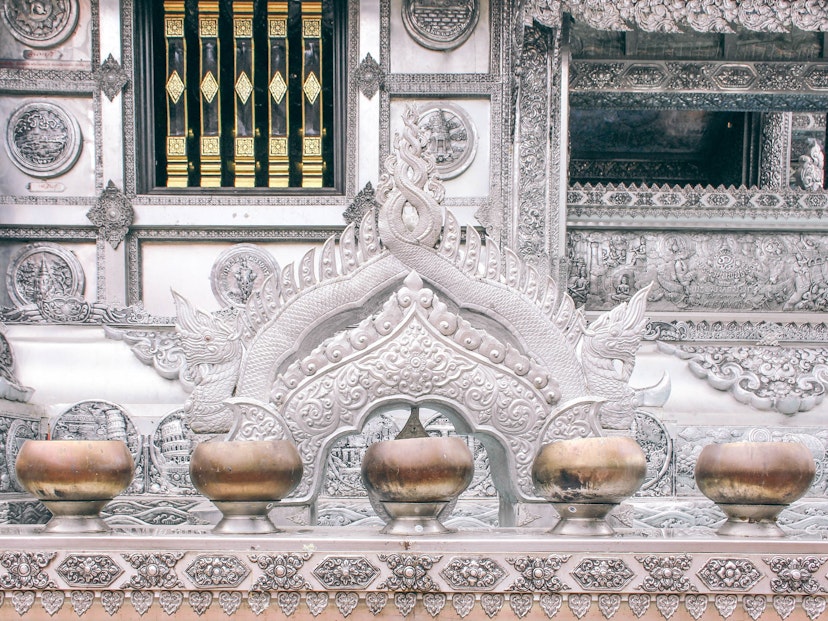 The exterior of Wat Srisuphan's intricate silver shrine © Alana Morgan / Lonely Planet