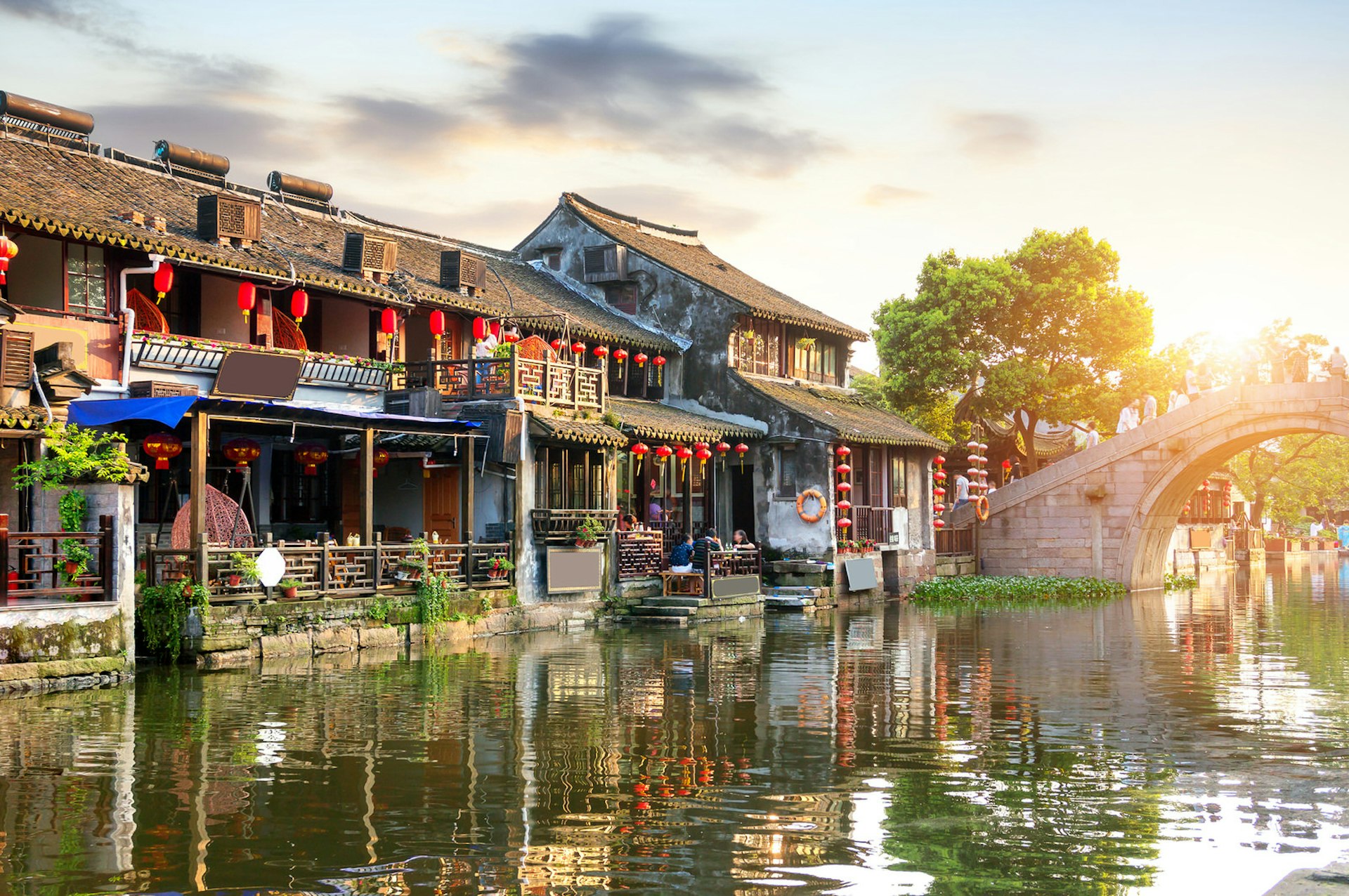 Ancient houses line the waterways in Xitang