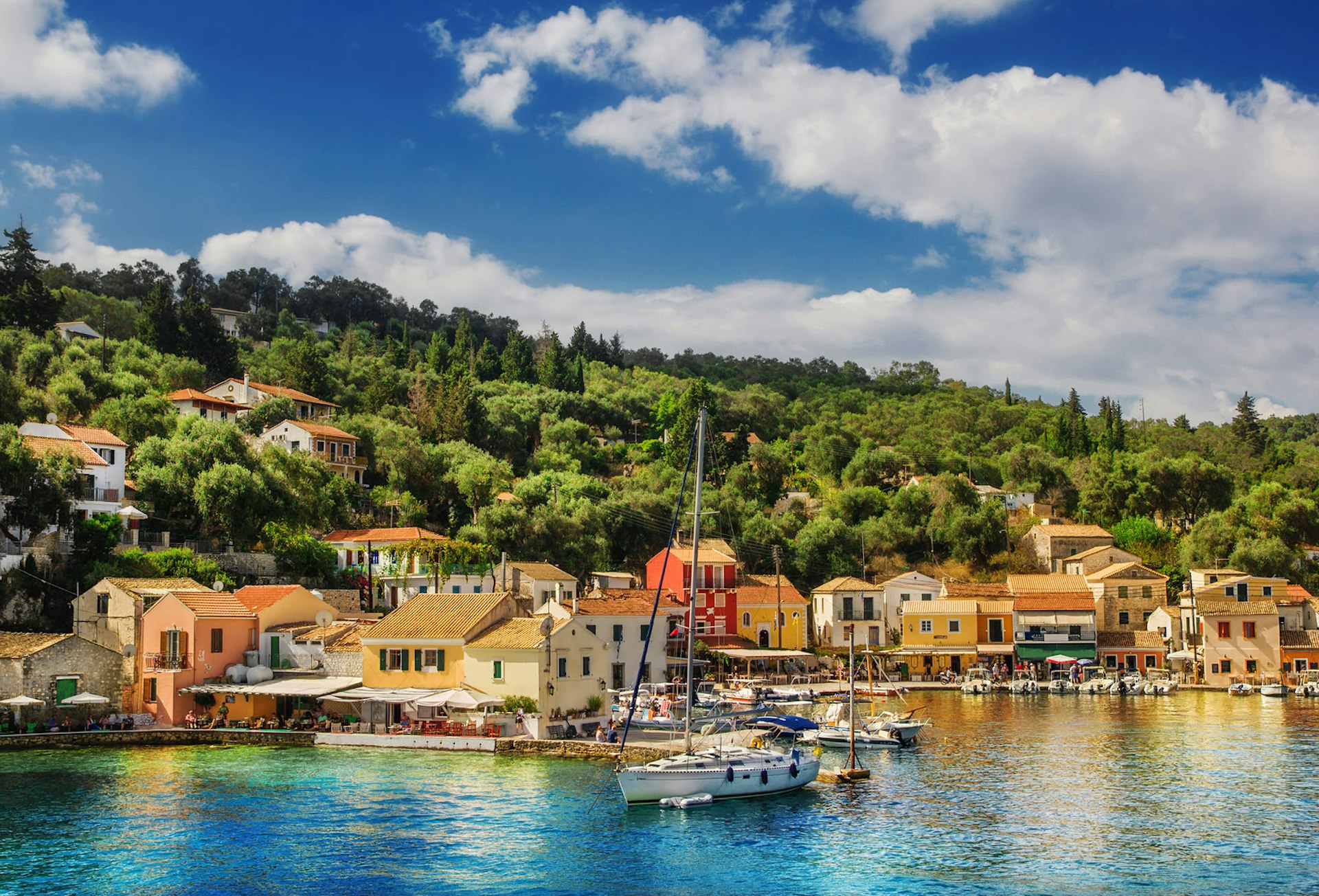 The village of Longos, Paxos island, Greece