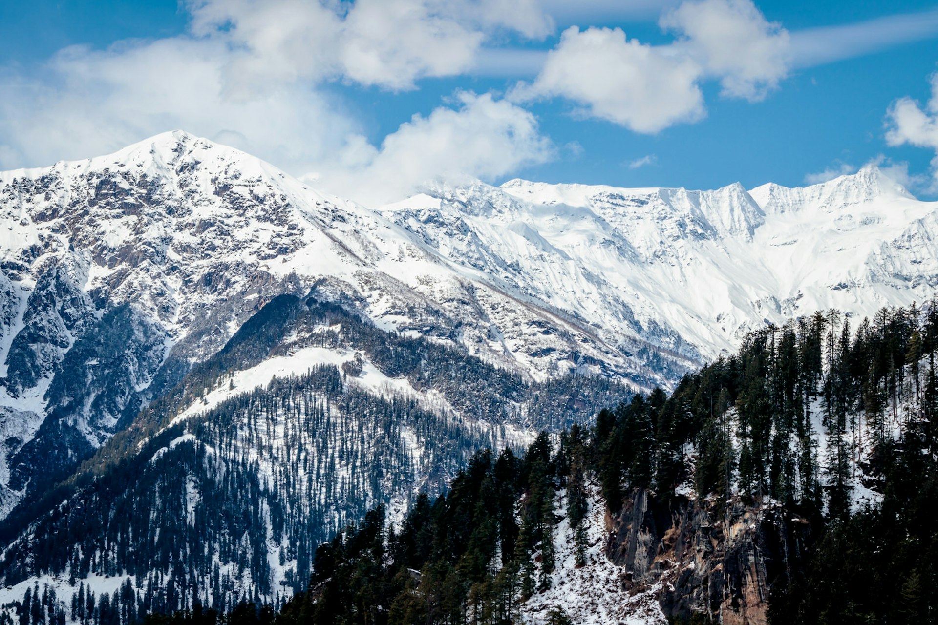 Snow-capped mountains near the Hampta Pass in Himachal Pradesh