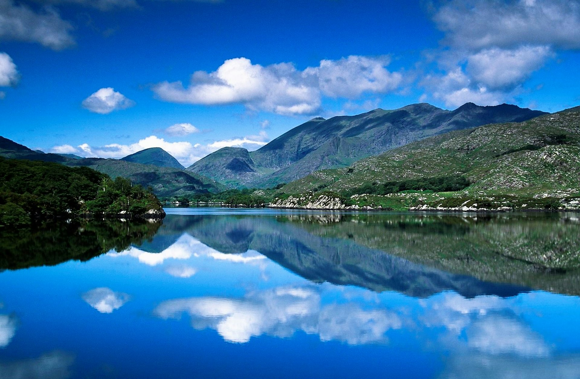 MacGillycuddy's Reeks mountains reflected in a lake