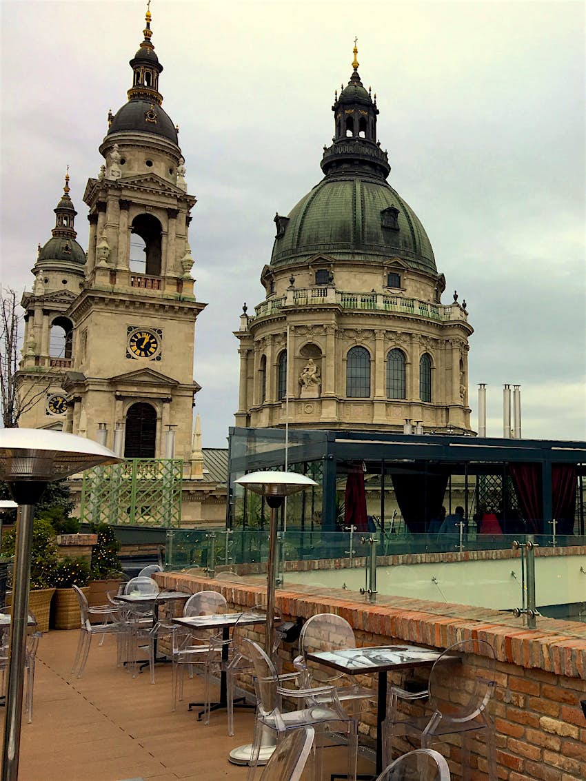 Features - High-Note-SkyBar-Budapest-6ef25aa6beed View of St Stephen's Basilica from the rooftop terrace of High Note SkyBar in Budapest