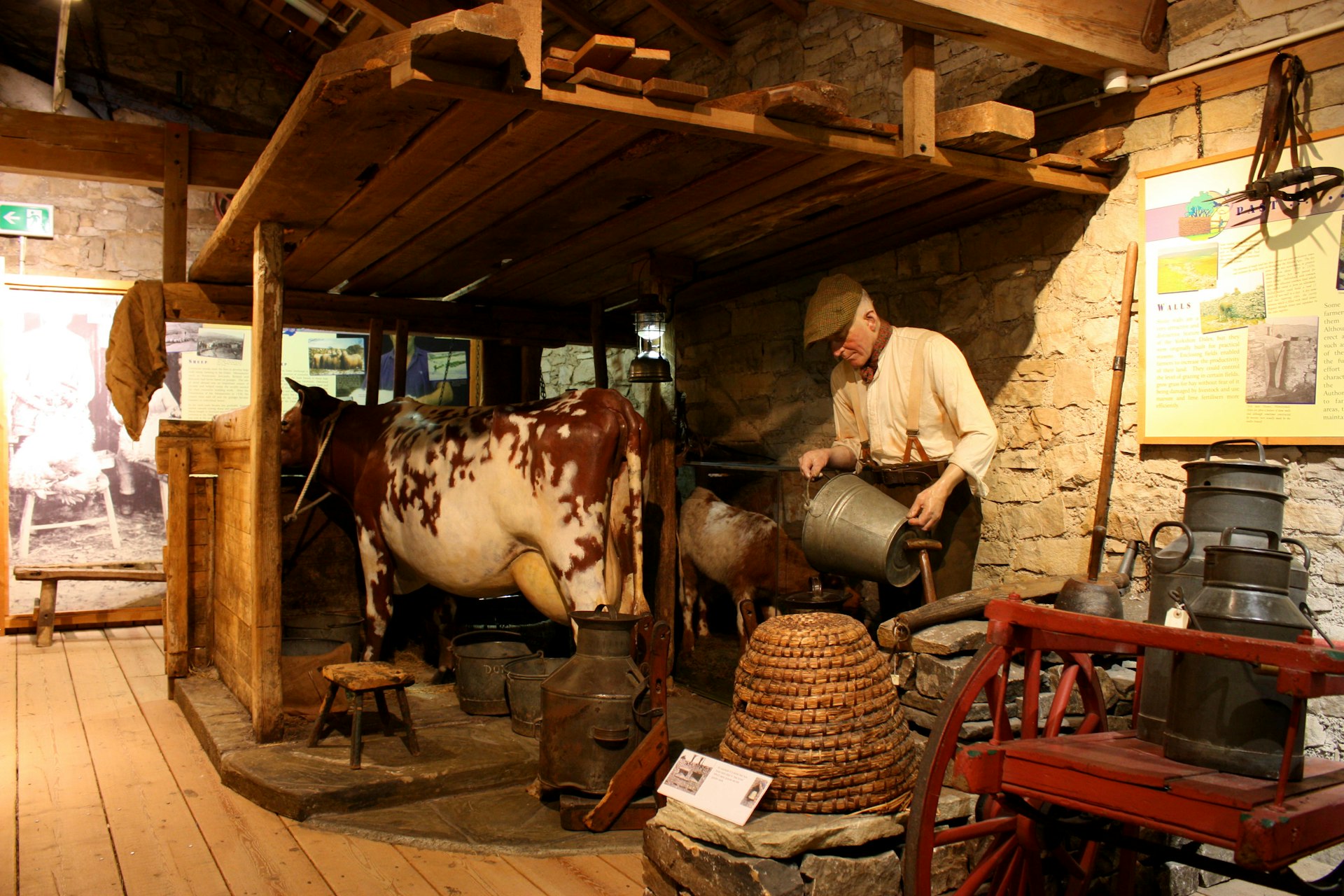 Exhibits on cheesemaking at the Courtyard Dairy