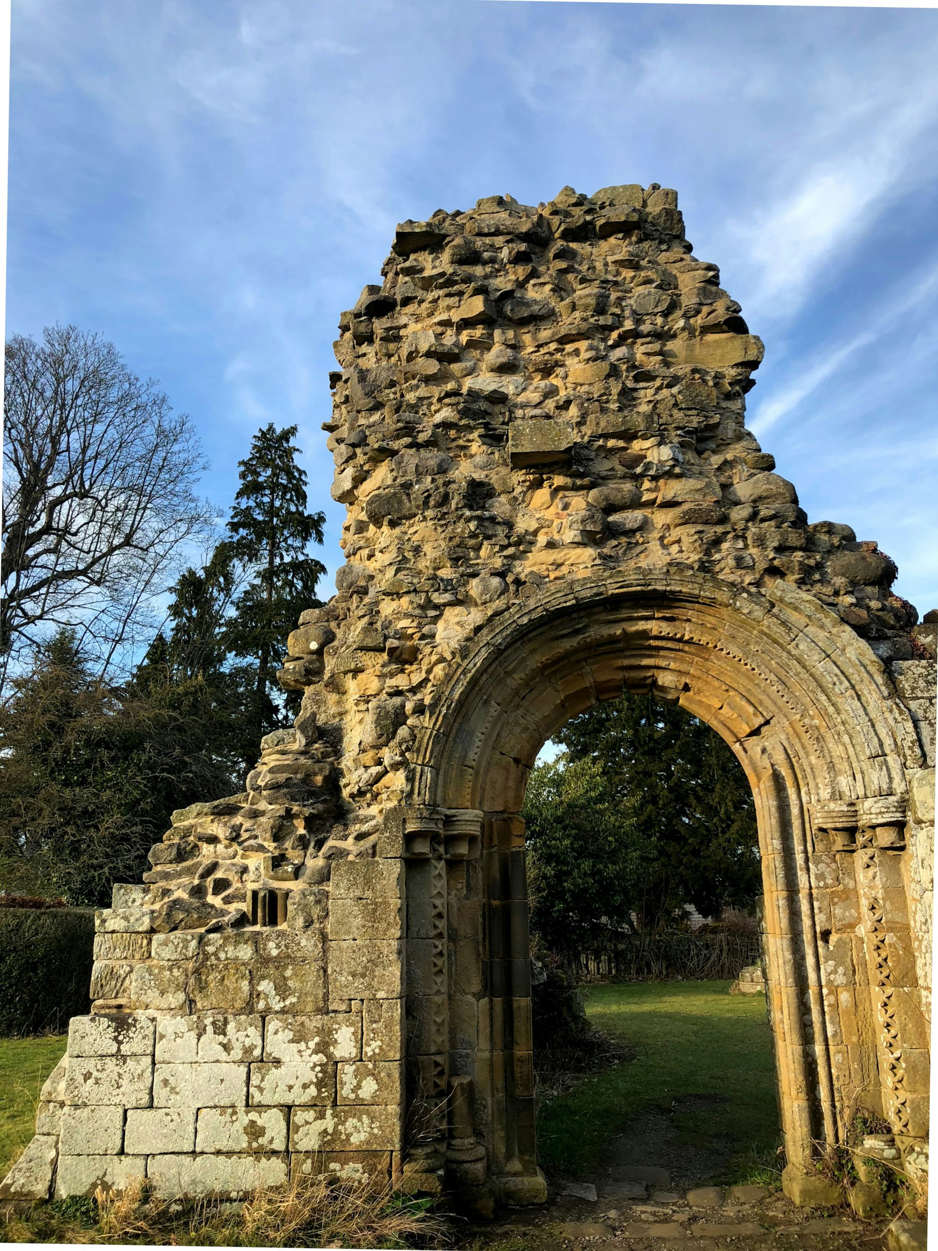 A ruined archway at Jervaulx Abbey