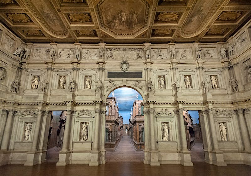 Features - shutterstock_1329477506-6006717bb8c5 The stage set of the Teatro Olympico uses false perspective to create a sense of depth