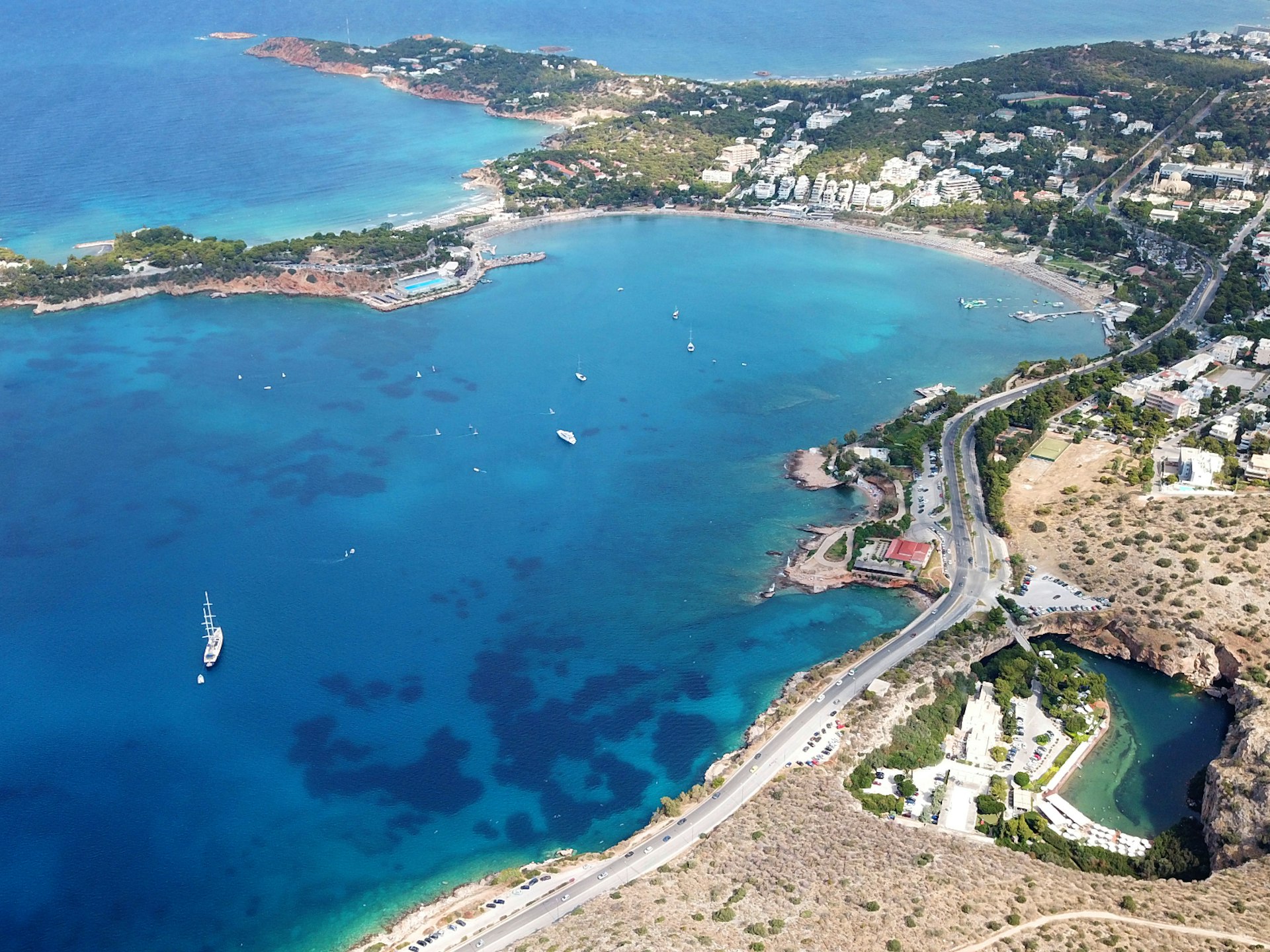 An aerial view of the Athenian Riviera